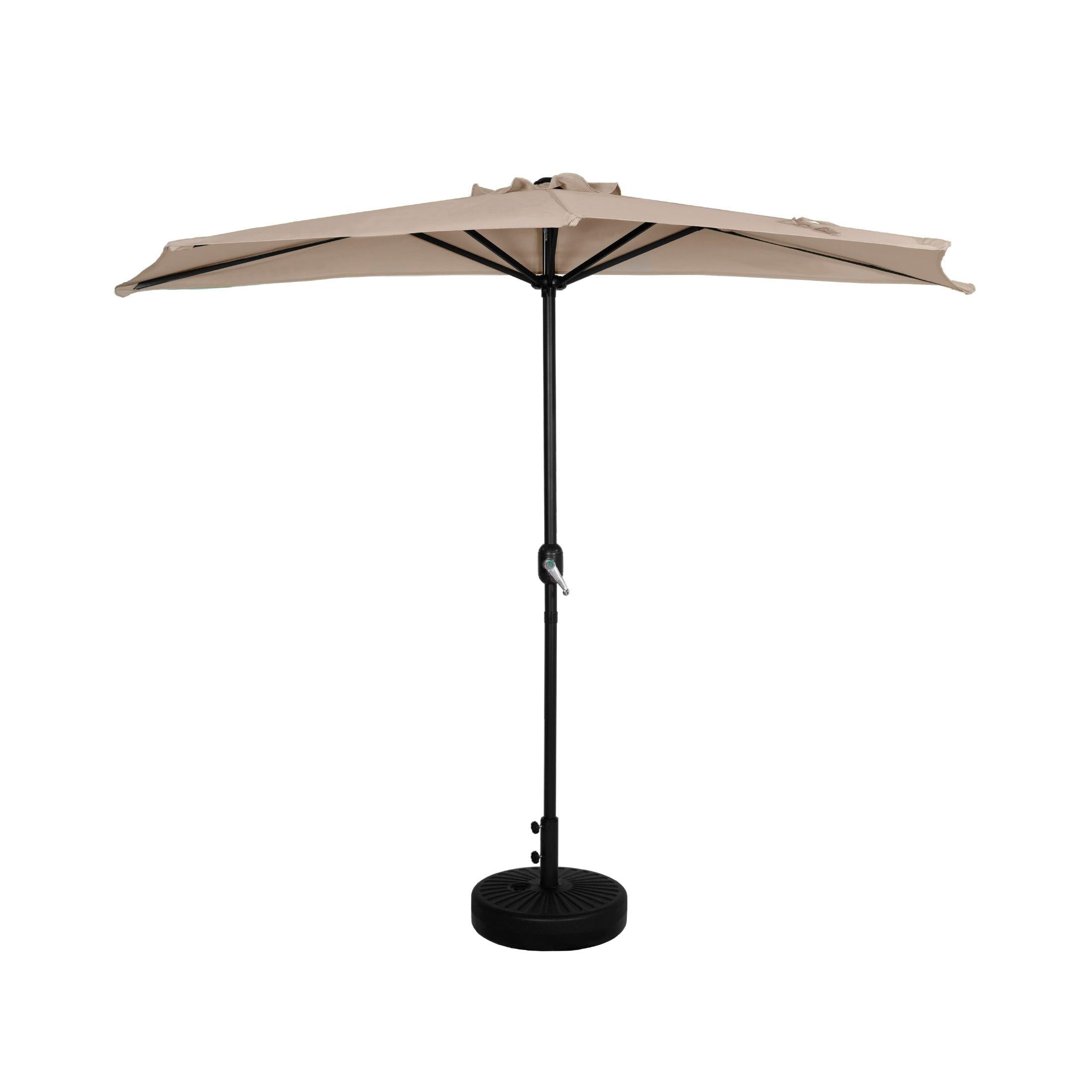 Easton 9 Ft Half Patio Umbrella with Black Round Plastic Base Included - Costaelm