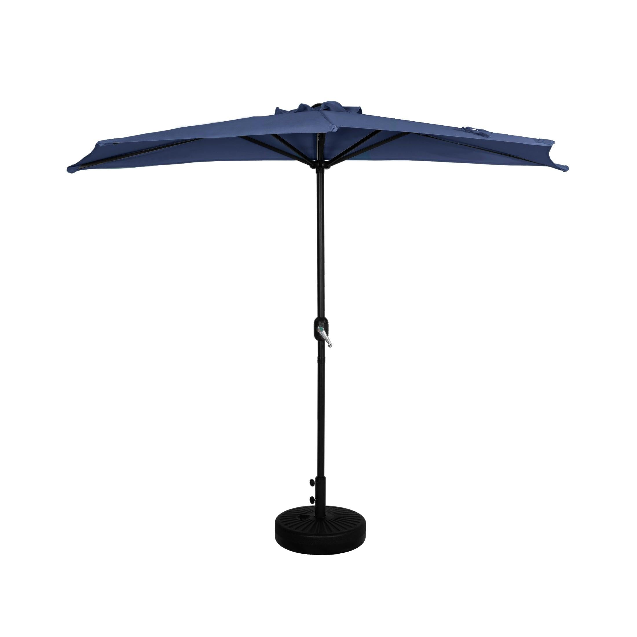 Easton 9 Ft Half Patio Umbrella with Black Round Plastic Base Included - Costaelm