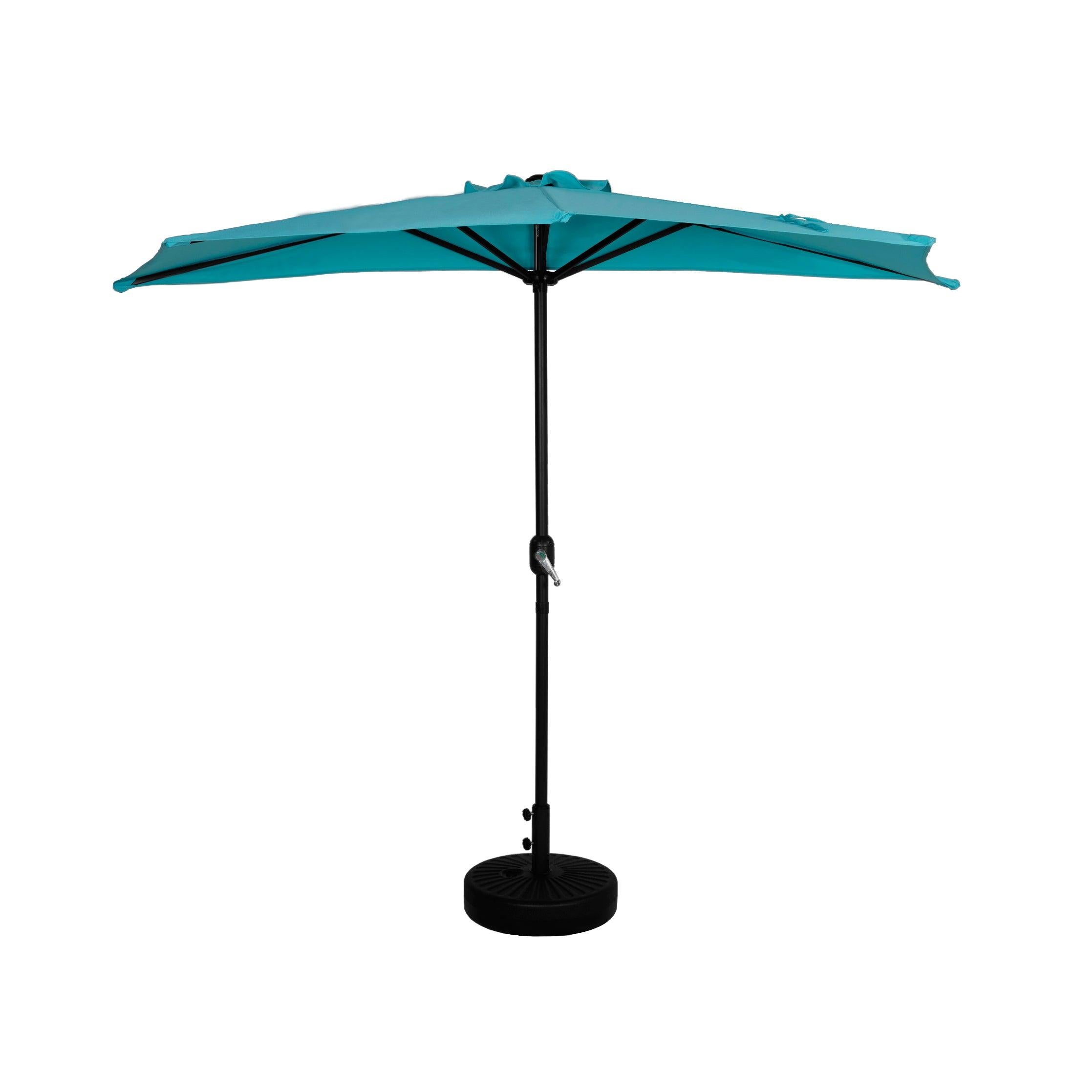 Easton 9 Ft Half Patio Umbrella with Black Round Plastic Base Included - Costaelm