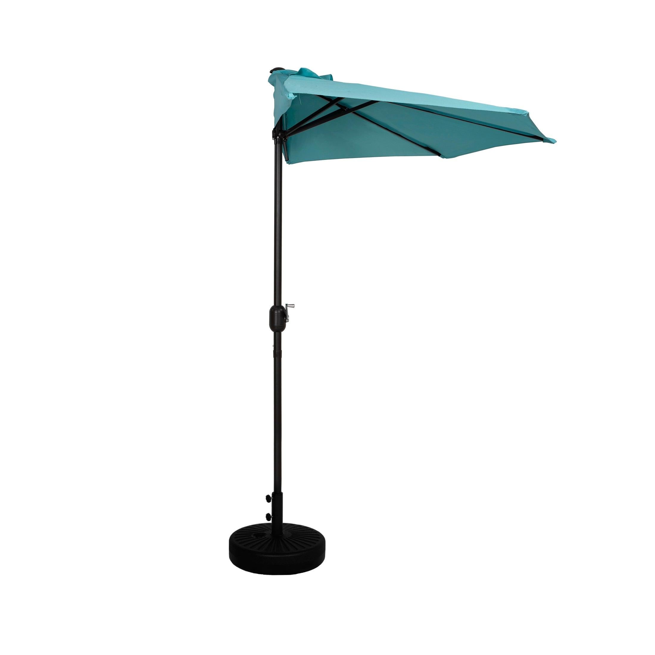 Easton 9 Ft Half Patio Umbrella with Black Round Plastic Base Included - Costaelm