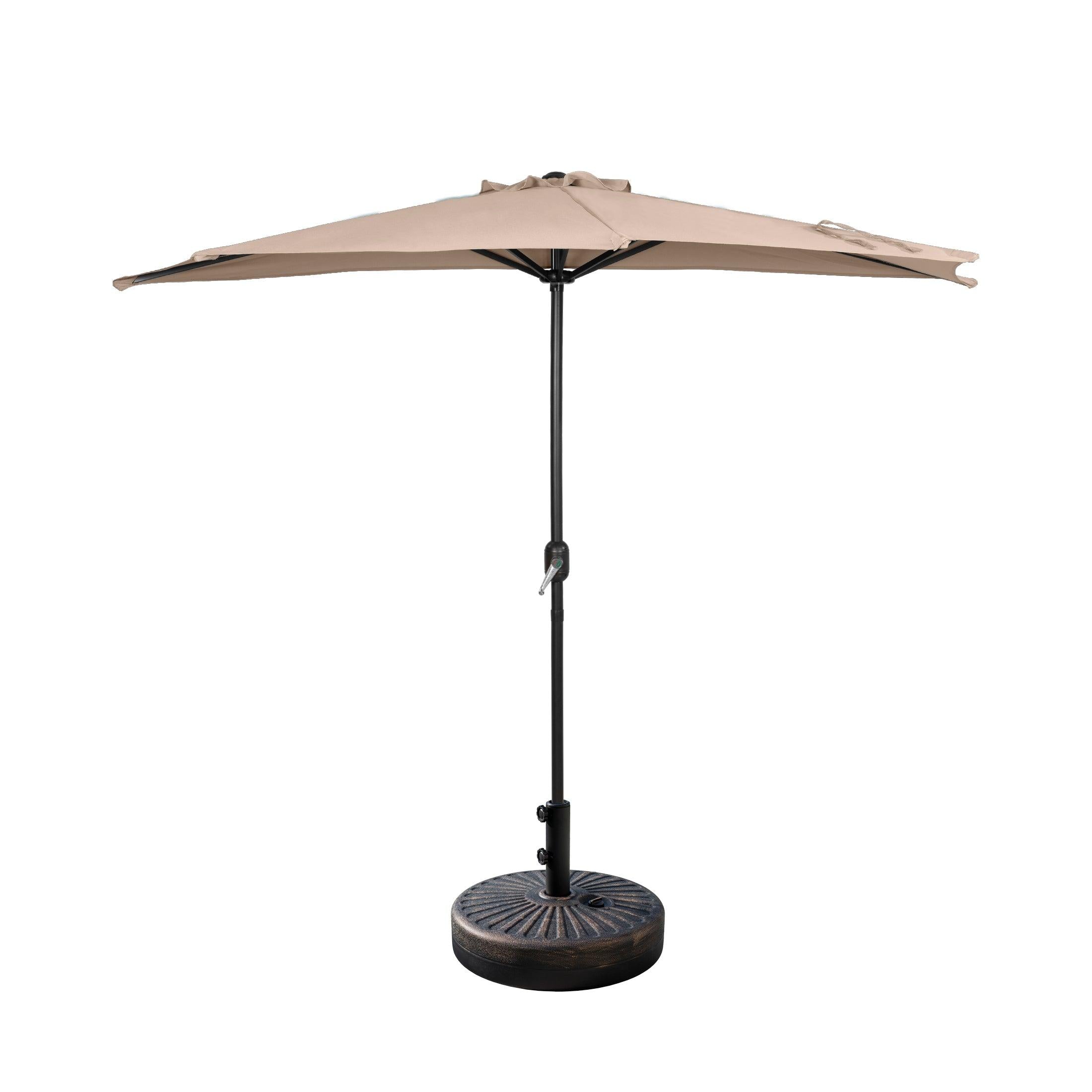 Easton 9 Ft Half Patio Umbrella with Bronze Round Plastic Base Included - Costaelm