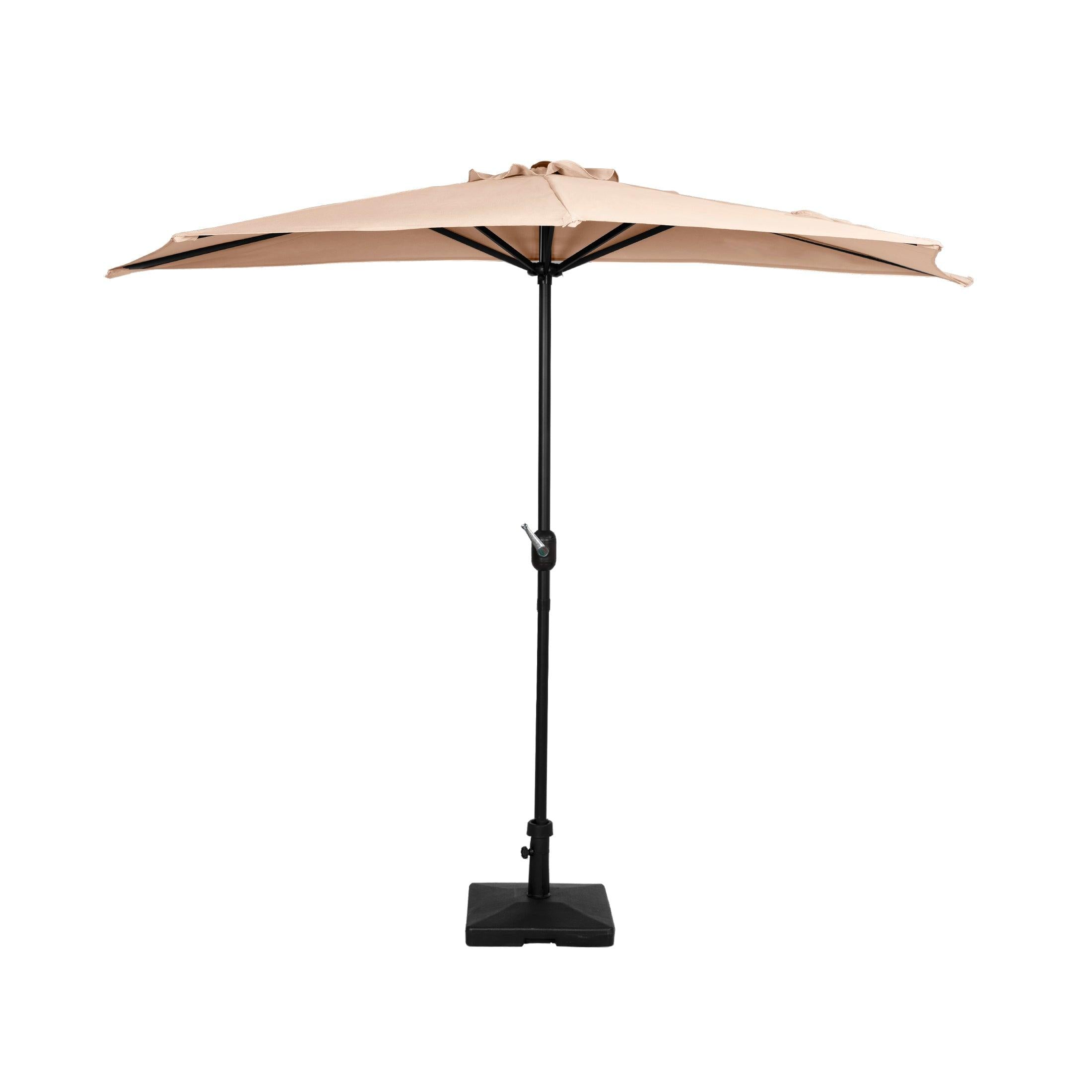 Easton 9 Ft Half Patio Umbrella with Square Concrete Base Included - Costaelm