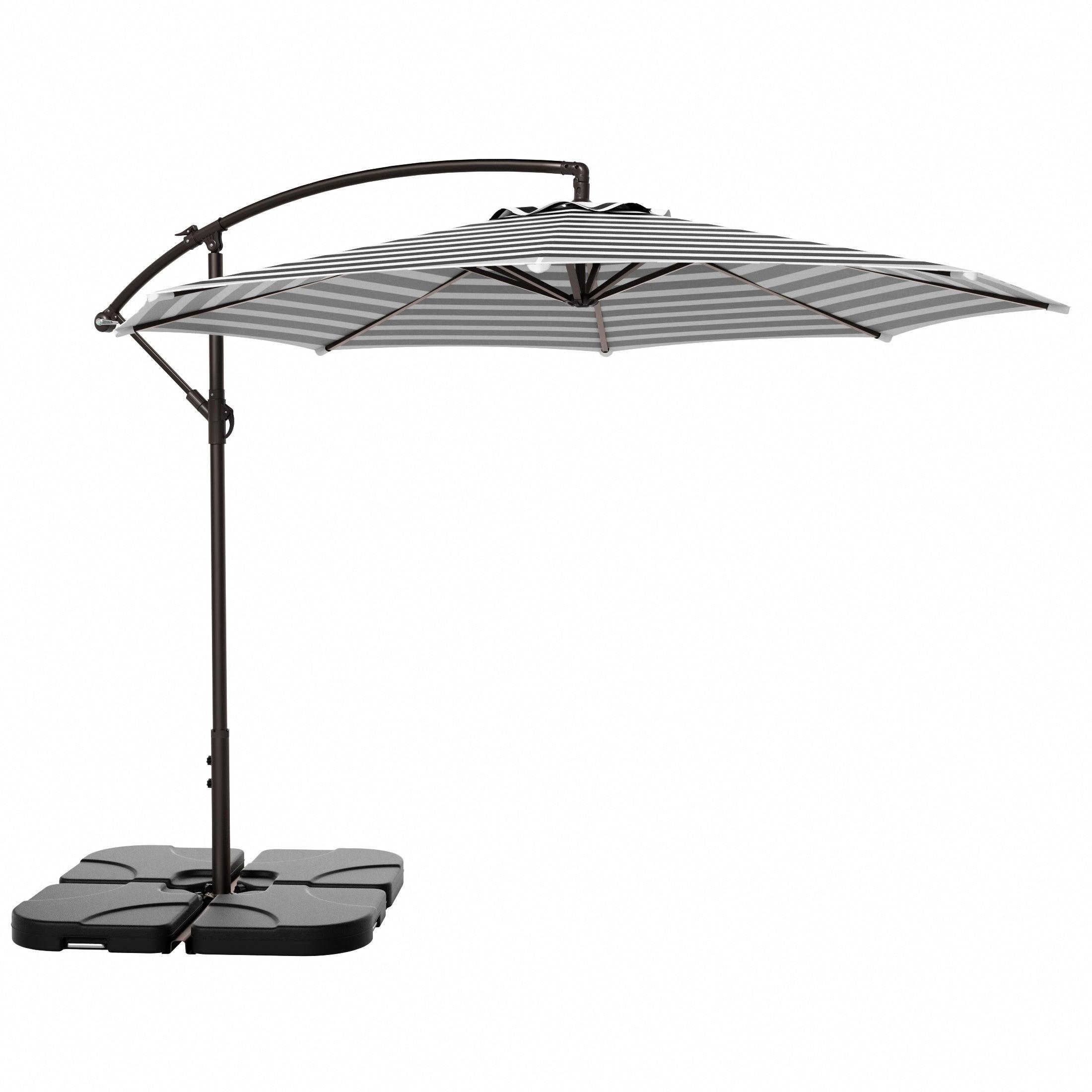 Elm 10 Ft Cantilever Offset Umbrella with 4-Piece Base Weights Included - Costaelm