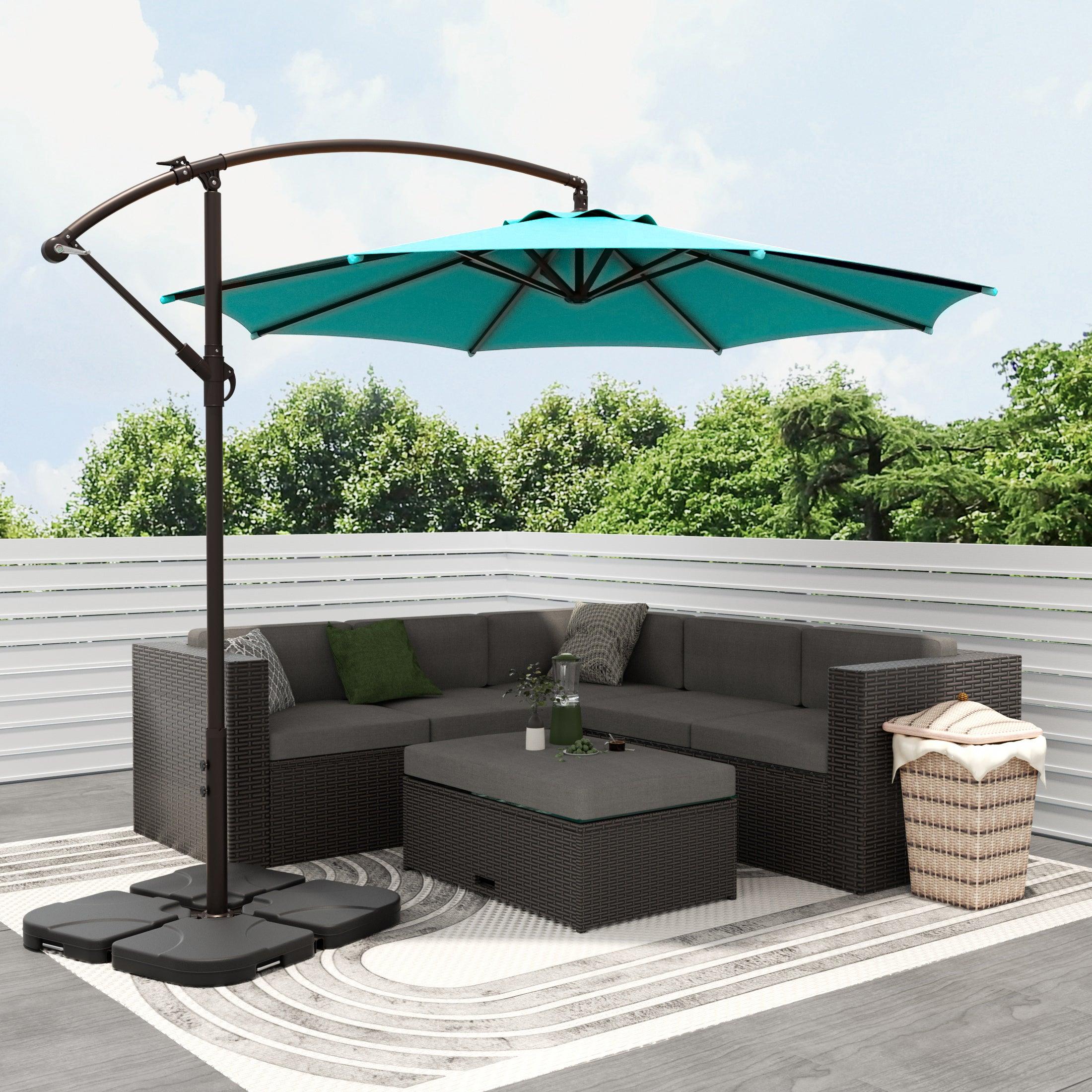 Elm 10 Ft Cantilever Offset Umbrella with 4-Piece Base Weights Included - Costaelm