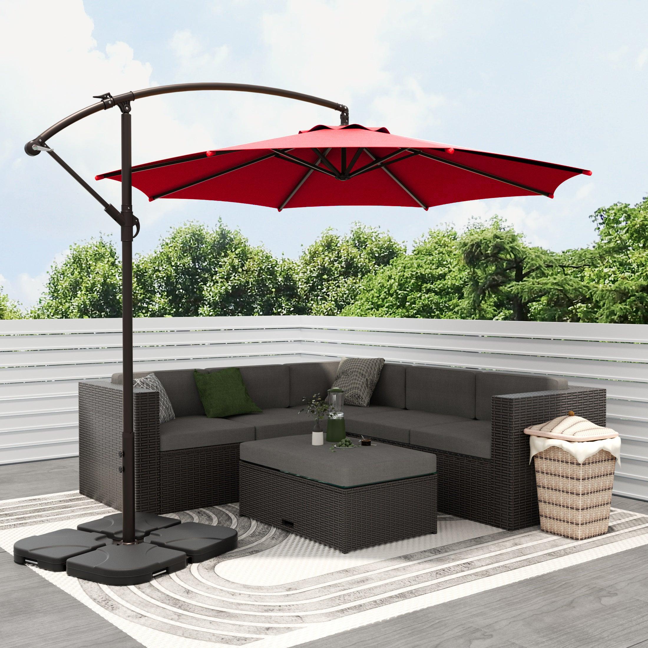 Elm 10 Ft Cantilever Offset Umbrella with 4-Piece Base Weights Included - Costaelm