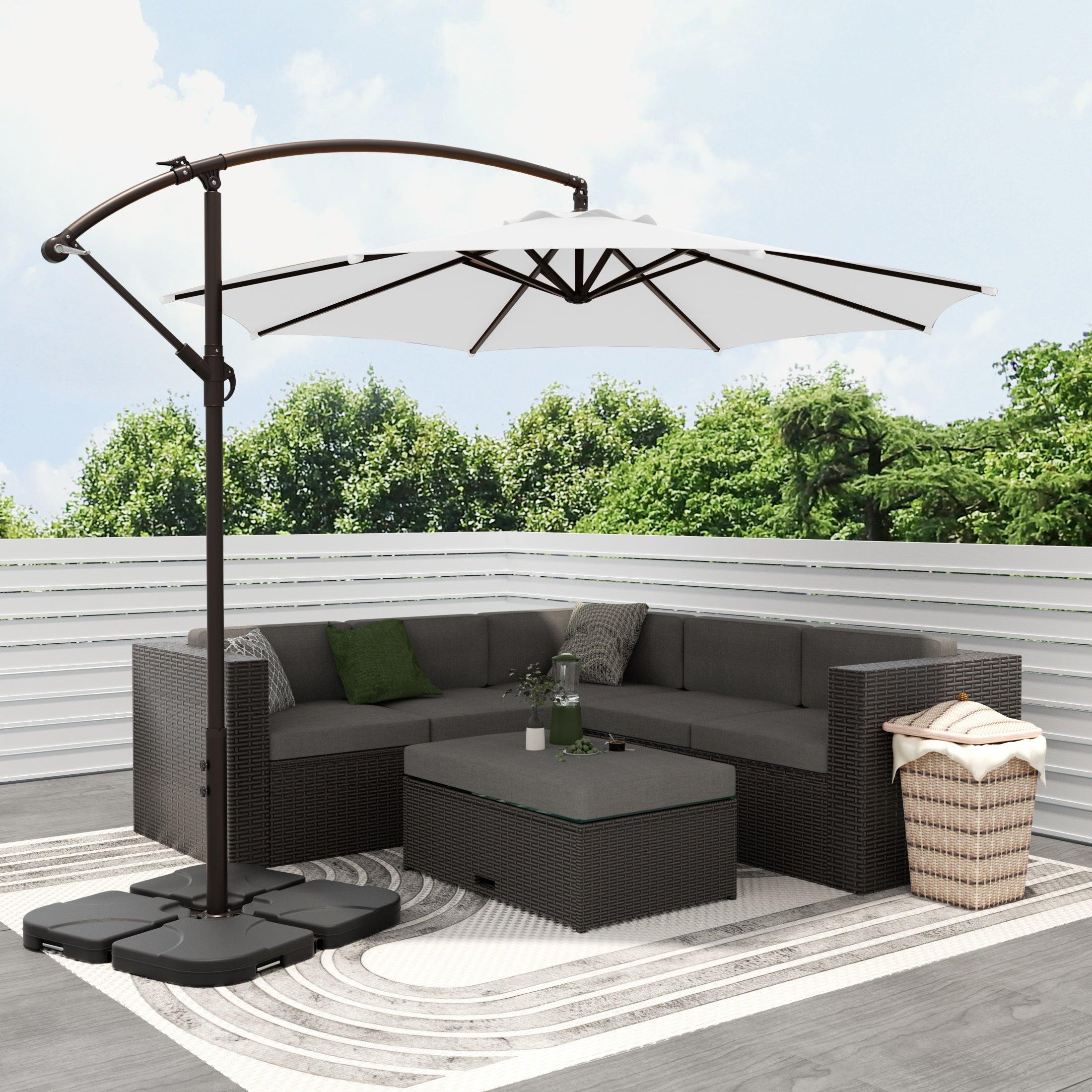 Elm 10 Ft Cantilever Offset Umbrella with 4-Piece Base Weights Included - Costaelm