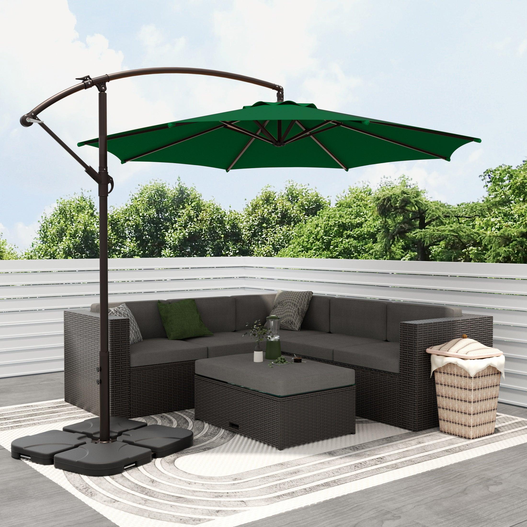 Elm 10 Ft Cantilever Offset Umbrella with 4-Piece Base Weights Included - Costaelm