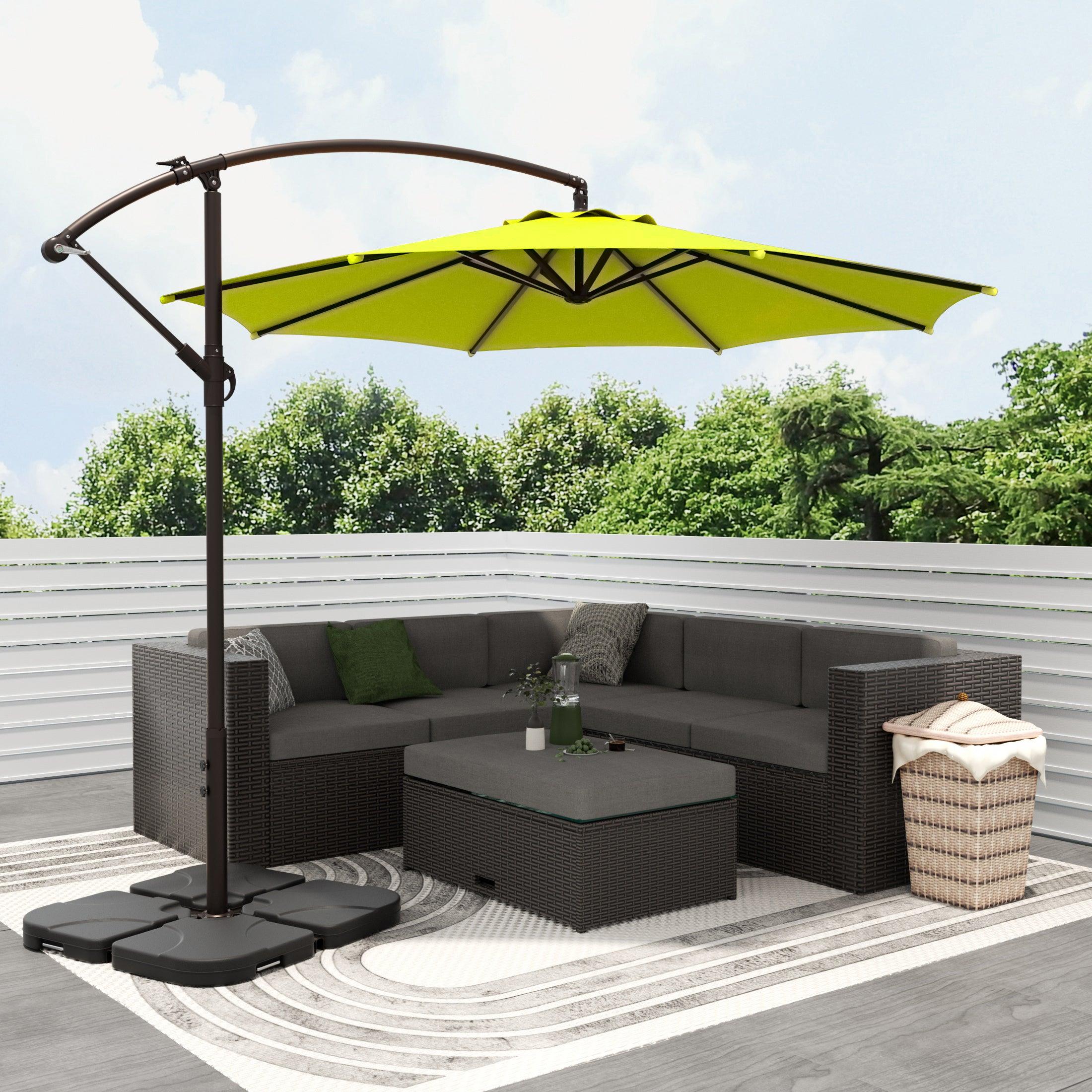 Elm 10 Ft Cantilever Offset Umbrella with 4-Piece Base Weights Included - Costaelm