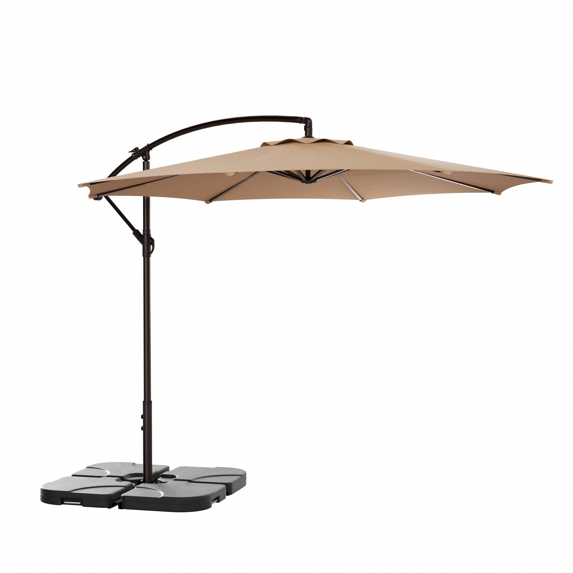 Elm 10 Ft Cantilever Offset Umbrella with 4-Piece Base Weights Included - Costaelm