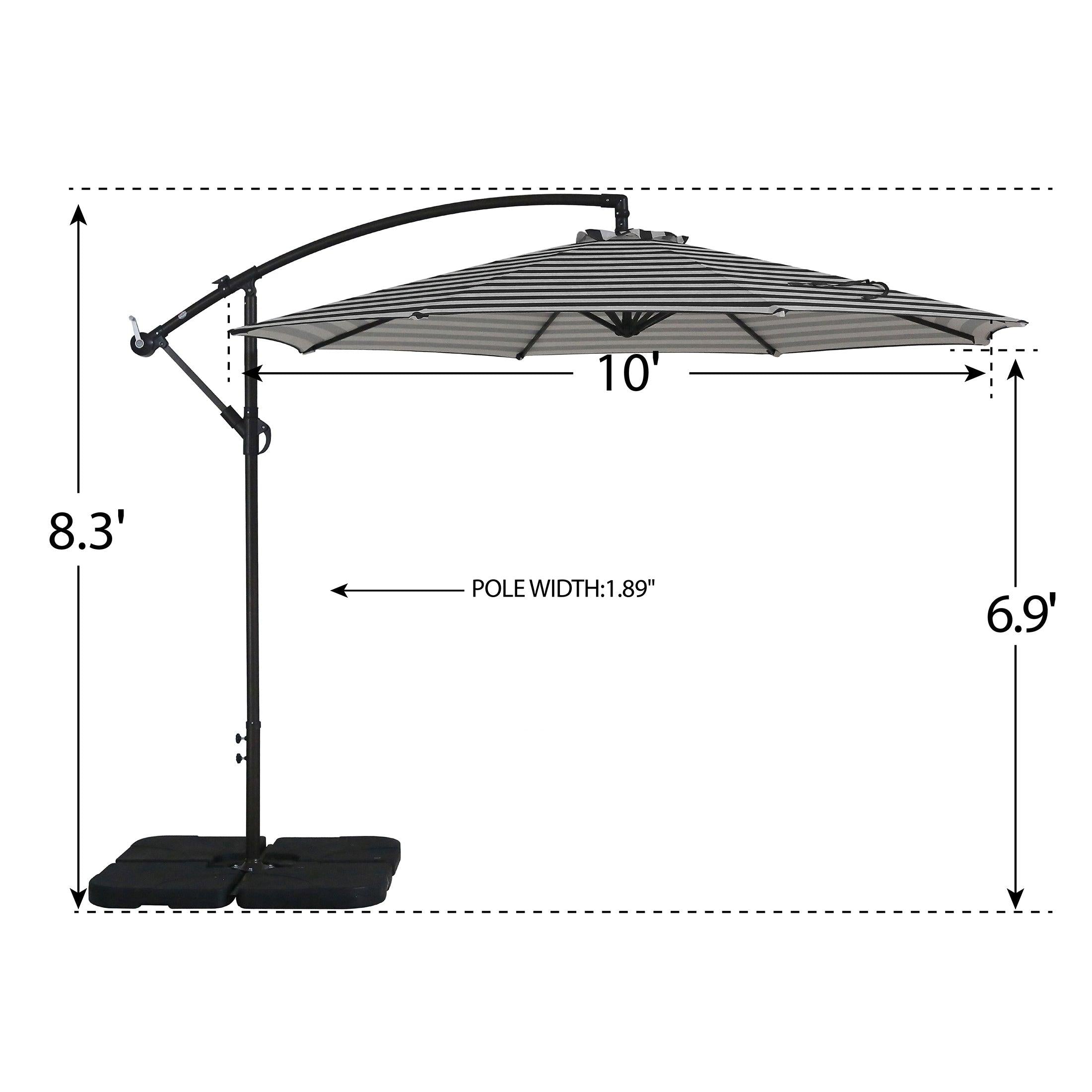 Elm 10 Ft Cantilever Offset Umbrella with 4-Piece Base Weights Included - Costaelm