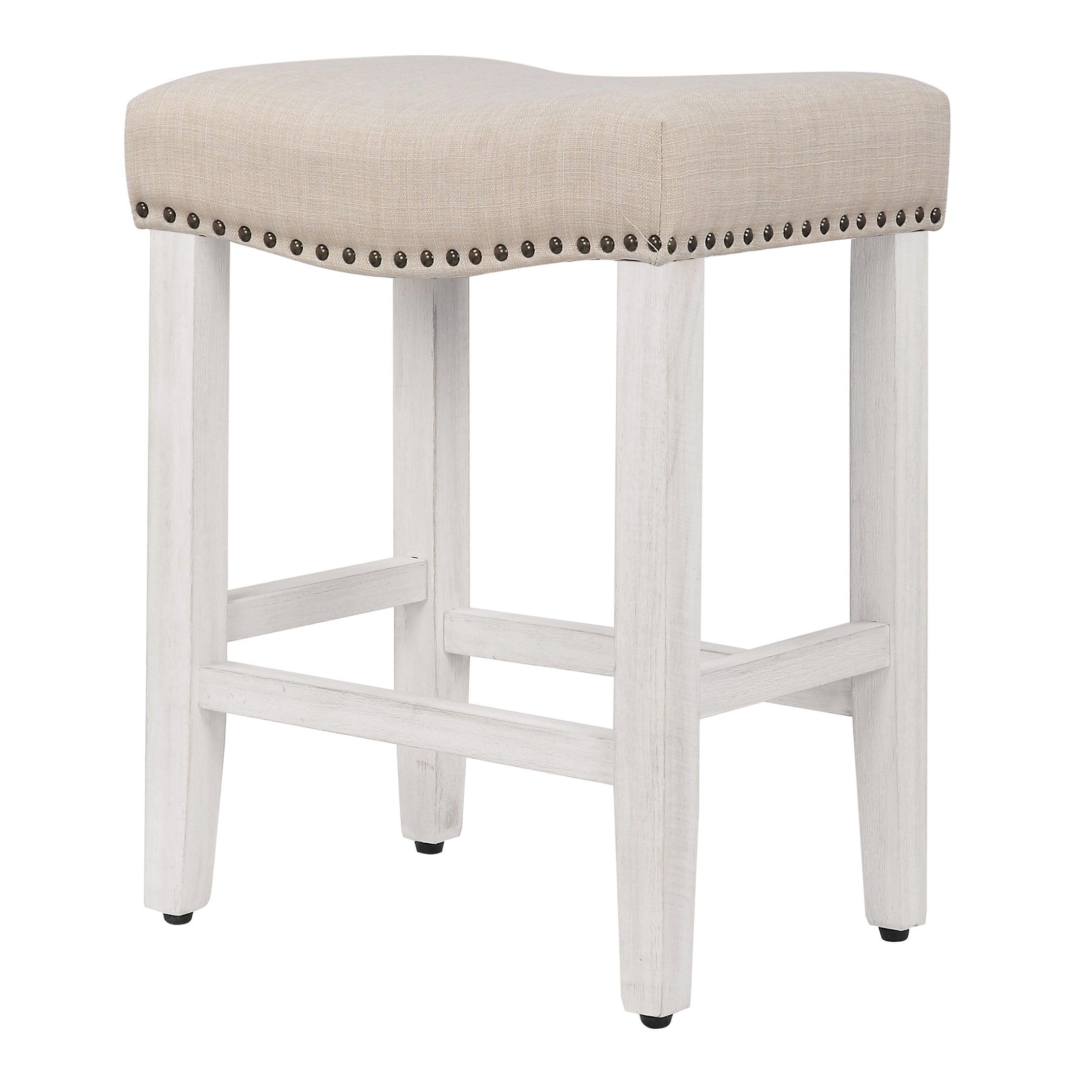 Bulmon 24" inch Upholstered Bar Stool with Nailhead Trim - Costaelm