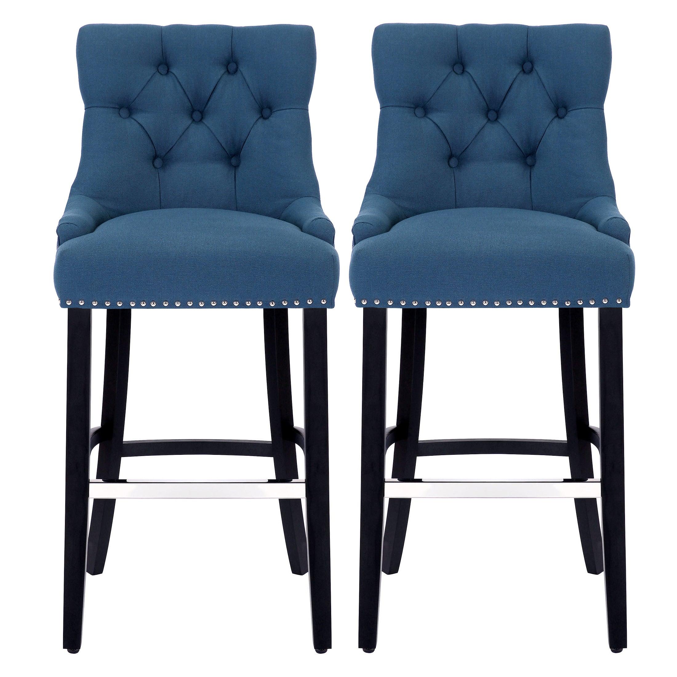 Bellmount 29" Upholstered Tufted Wingback Bar Stool (Set of 2) - Costaelm