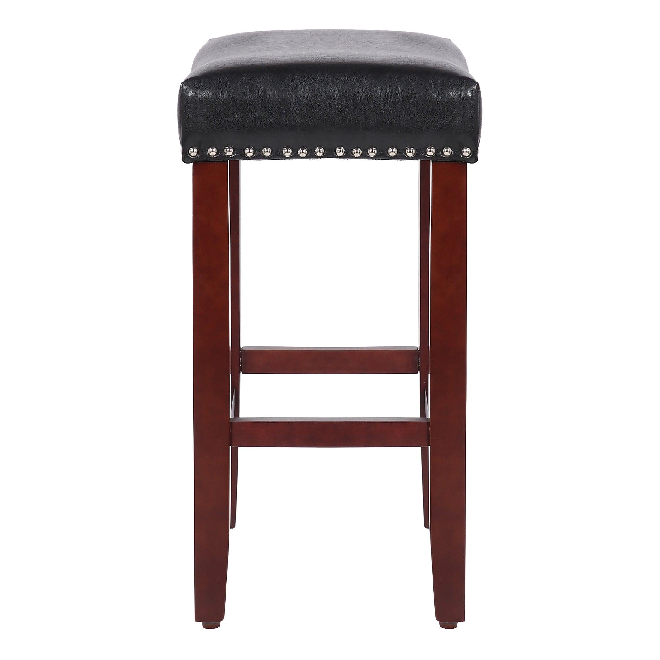 Sierra 24" Upholstered Saddle Seat Bar Stool, Cherry/Leather