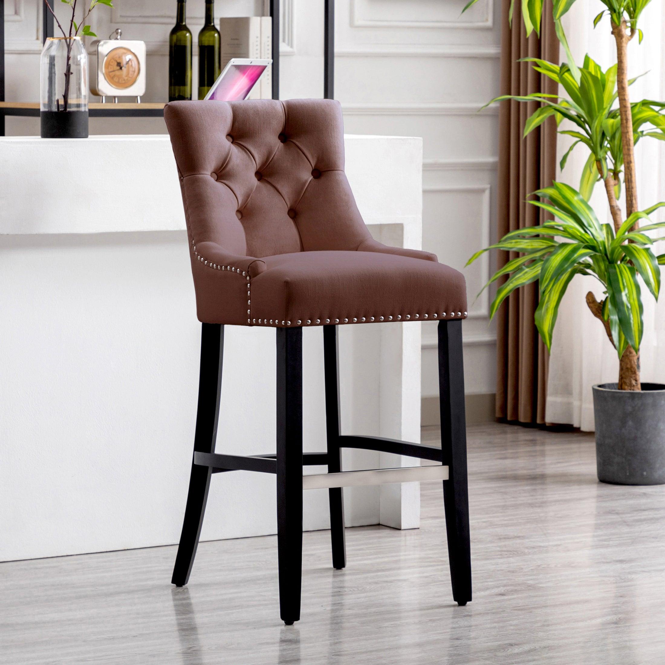 Bellmount 29" Upholstered Tufted Wingback Bar Stool - Costaelm