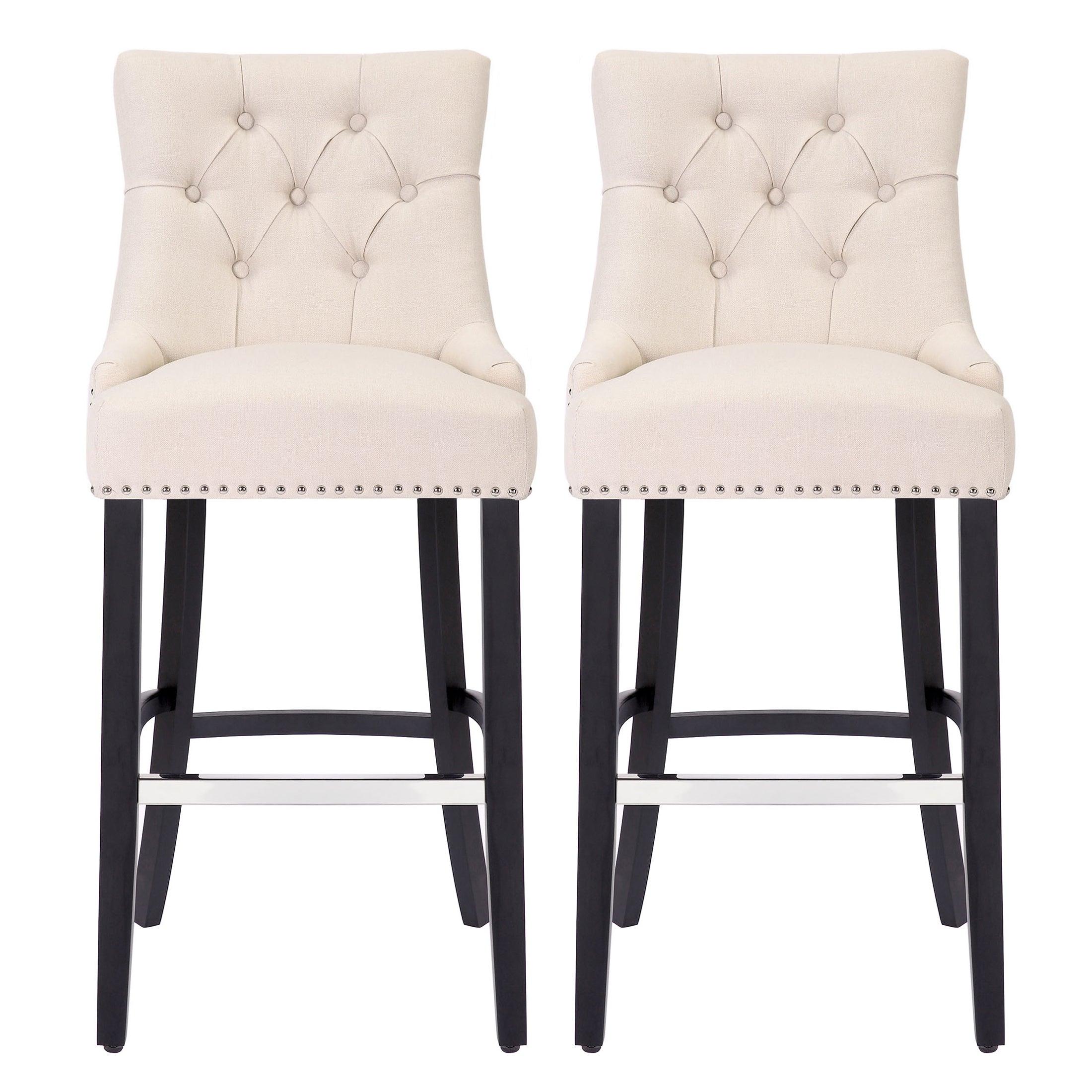 Bellmount 29" Upholstered Tufted Wingback Bar Stool (Set of 2) - Costaelm