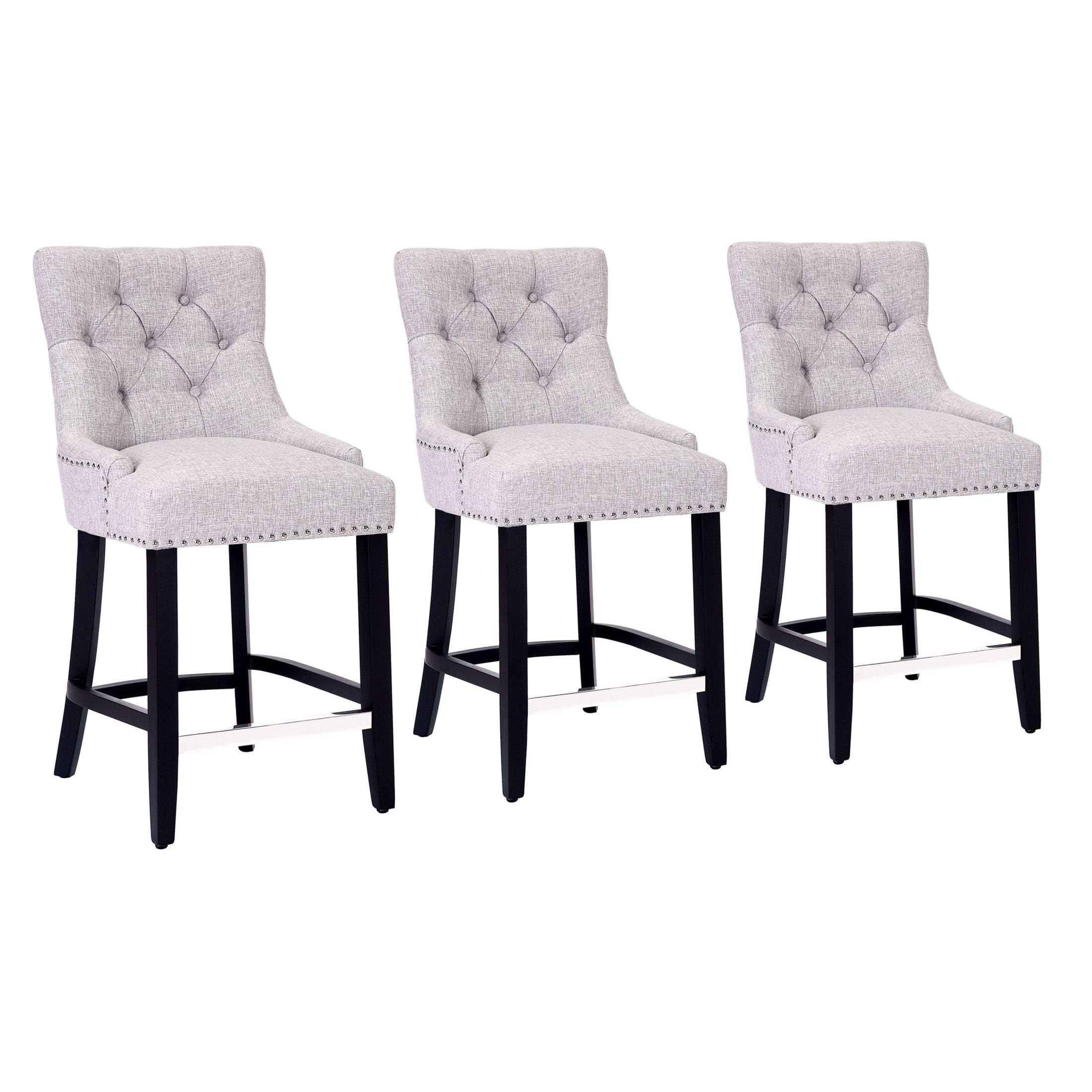 Bellmount 24" Upholstered Tufted Wingback Counter Stool (Set of 3) - Costaelm