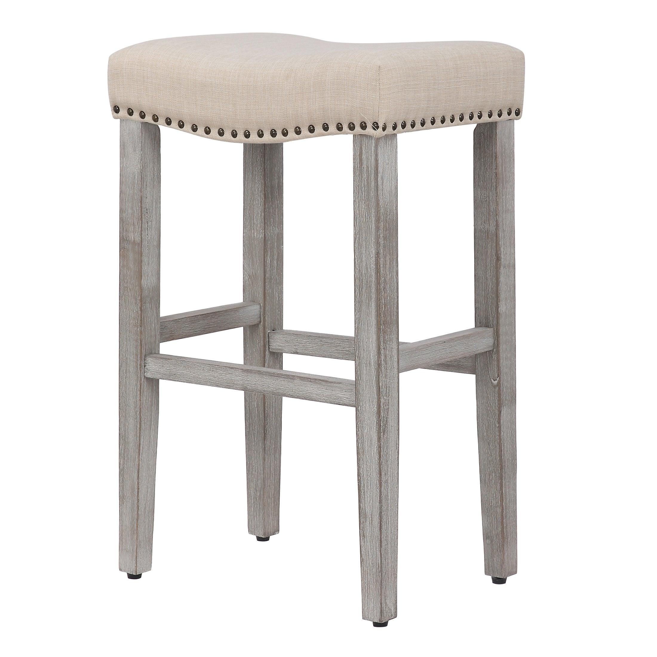 Bulmon 29" inch Upholstered Bar Stool with Nailhead Trim - Costaelm