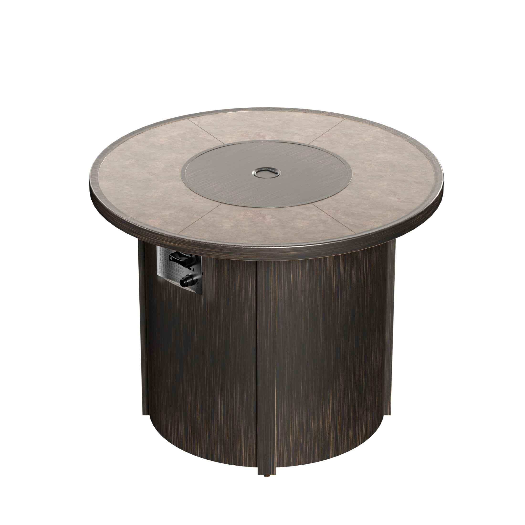 Hampshire 30,000 BTU Round Propane Gas Fire Pit, Bronze - Costaelm