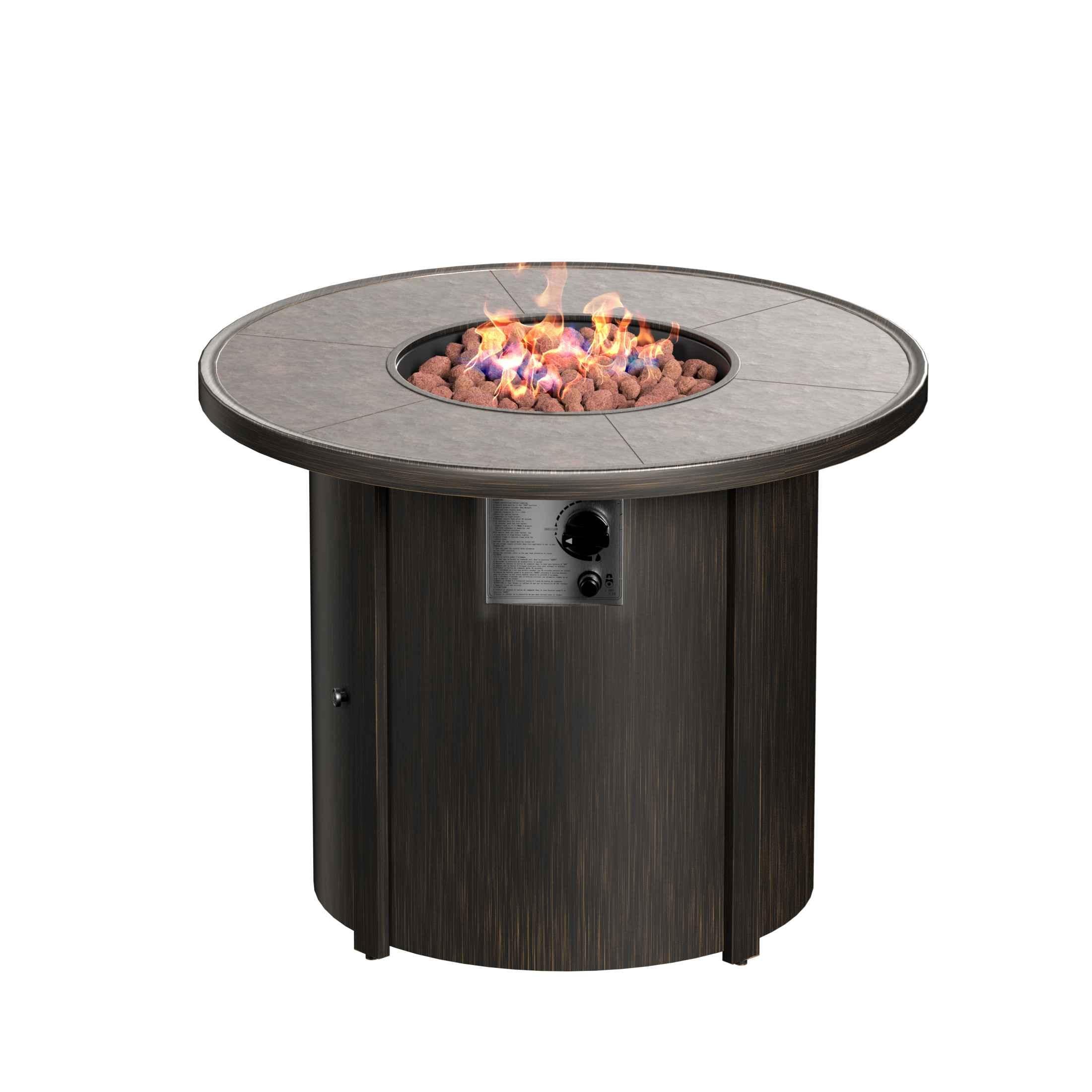 Hampshire 30,000 BTU Round Propane Gas Fire Pit, Bronze - Costaelm