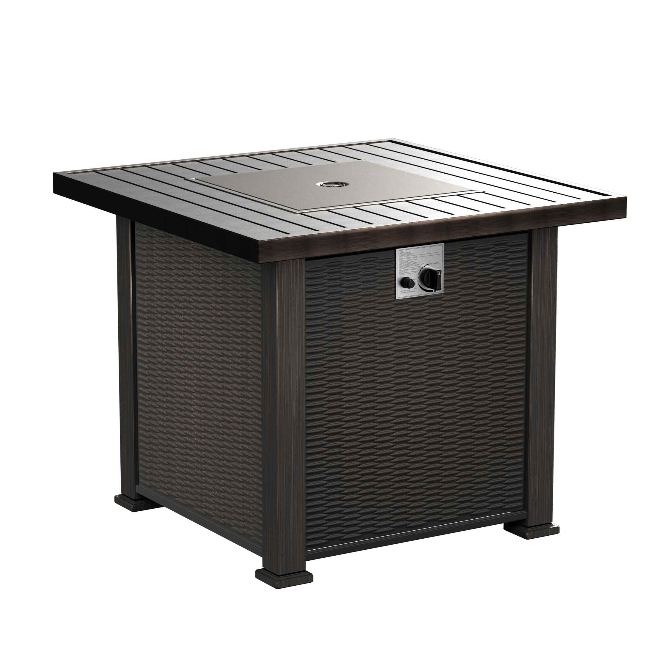 Hampshire 50,000 BTU Square Propane Gas Fire Pit Table, Bronze - Costaelm