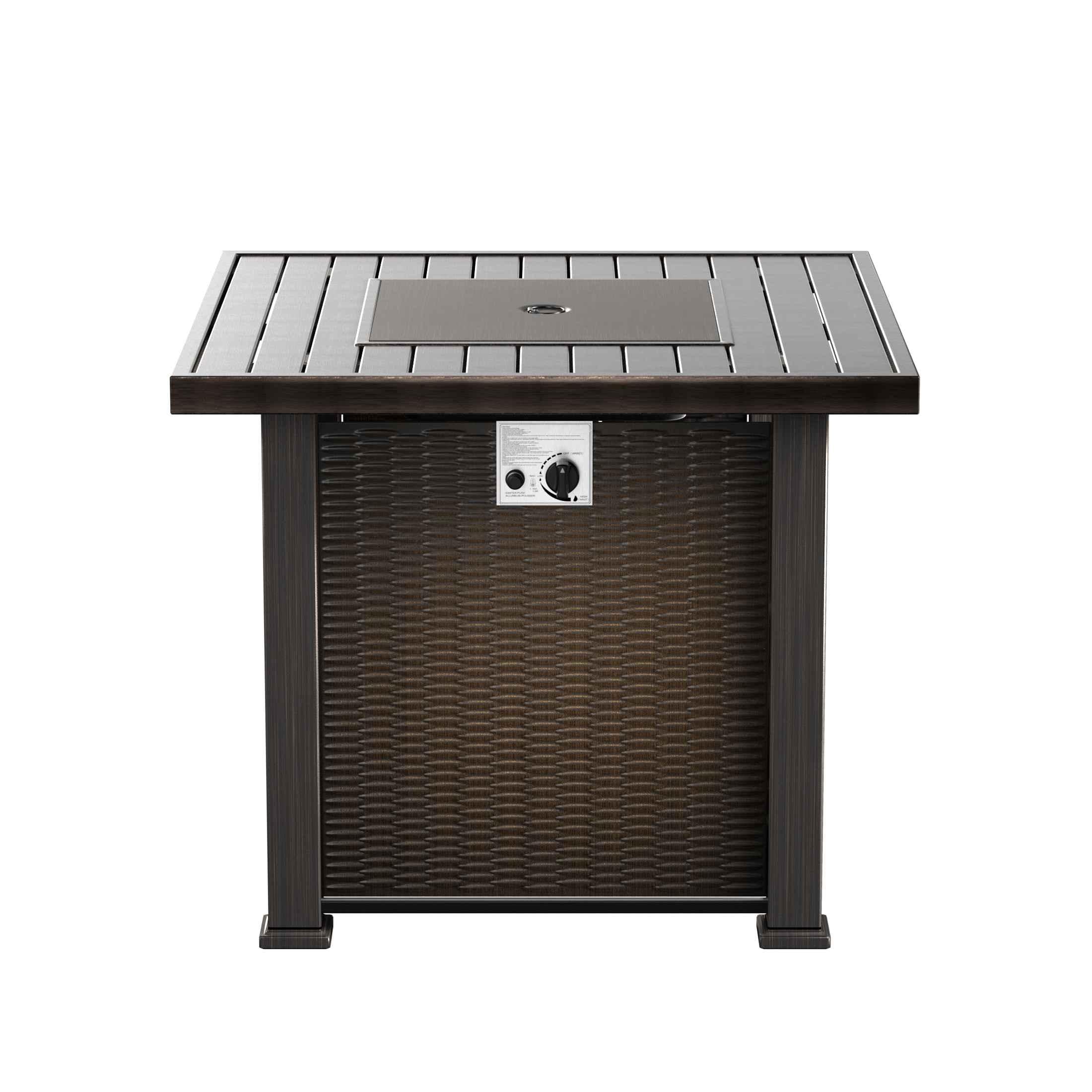 Hampshire 50,000 BTU Square Propane Gas Fire Pit Table, Bronze - Costaelm