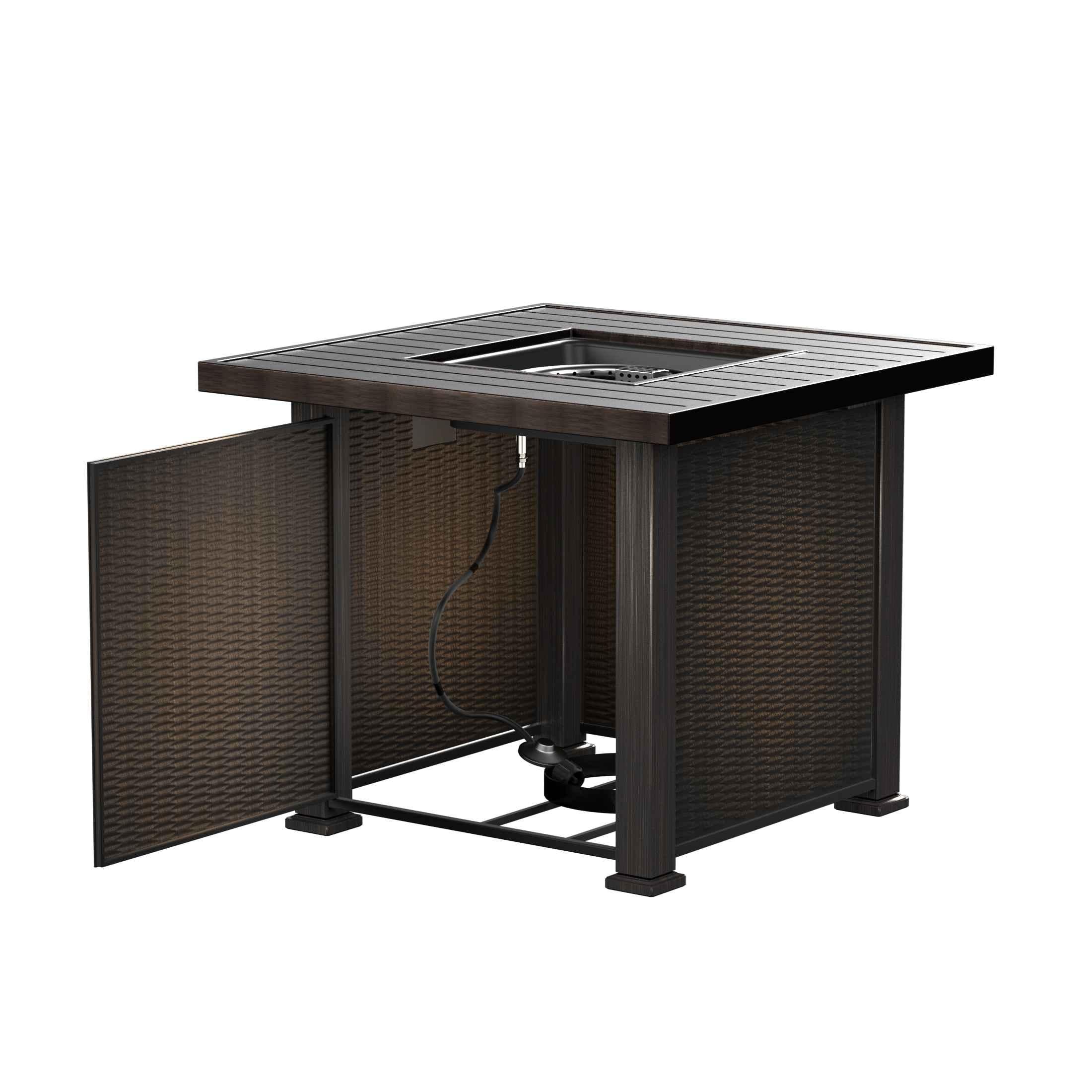 Hampshire 50,000 BTU Square Propane Gas Fire Pit Table, Bronze - Costaelm