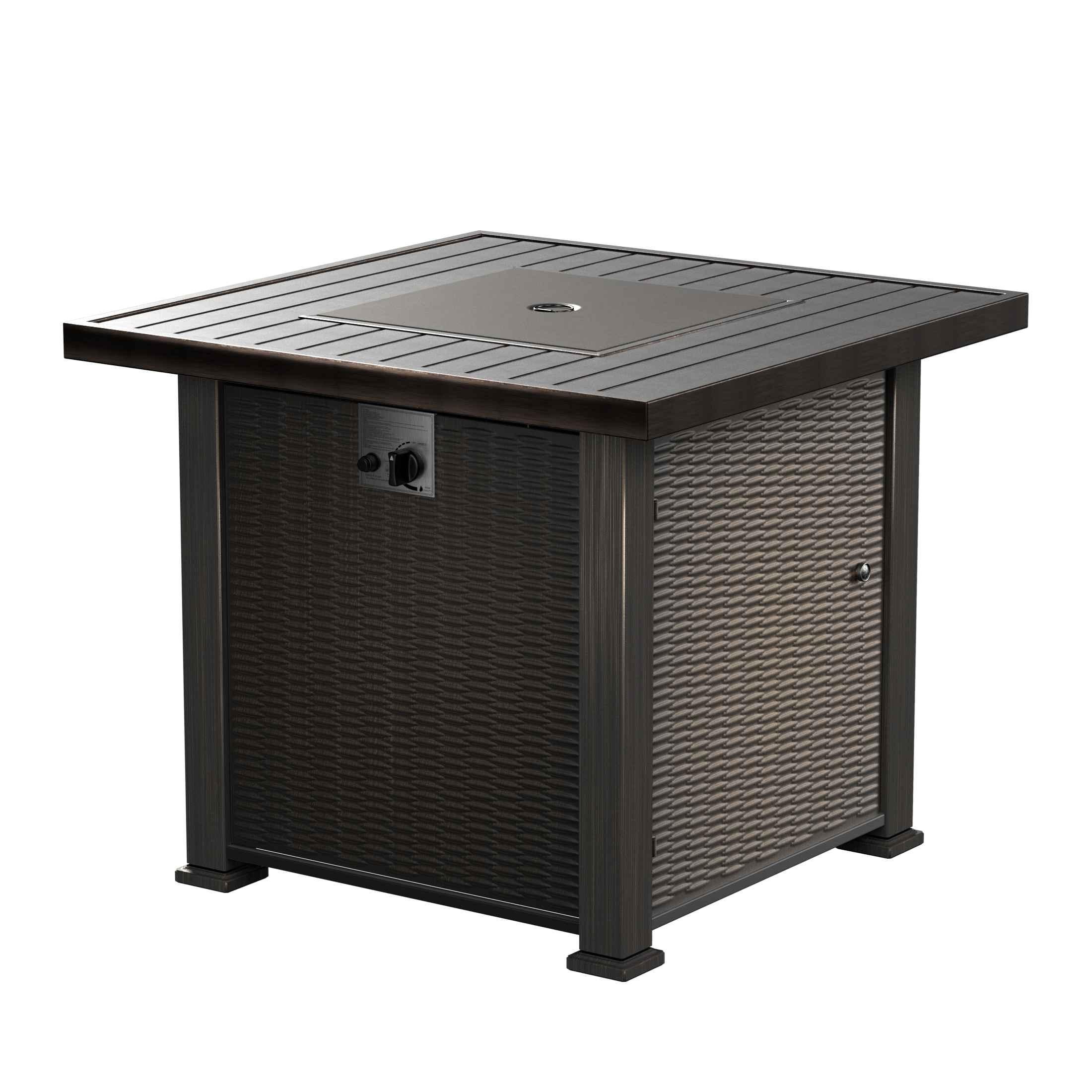 Hampshire 50,000 BTU Square Propane Gas Fire Pit Table, Bronze - Costaelm