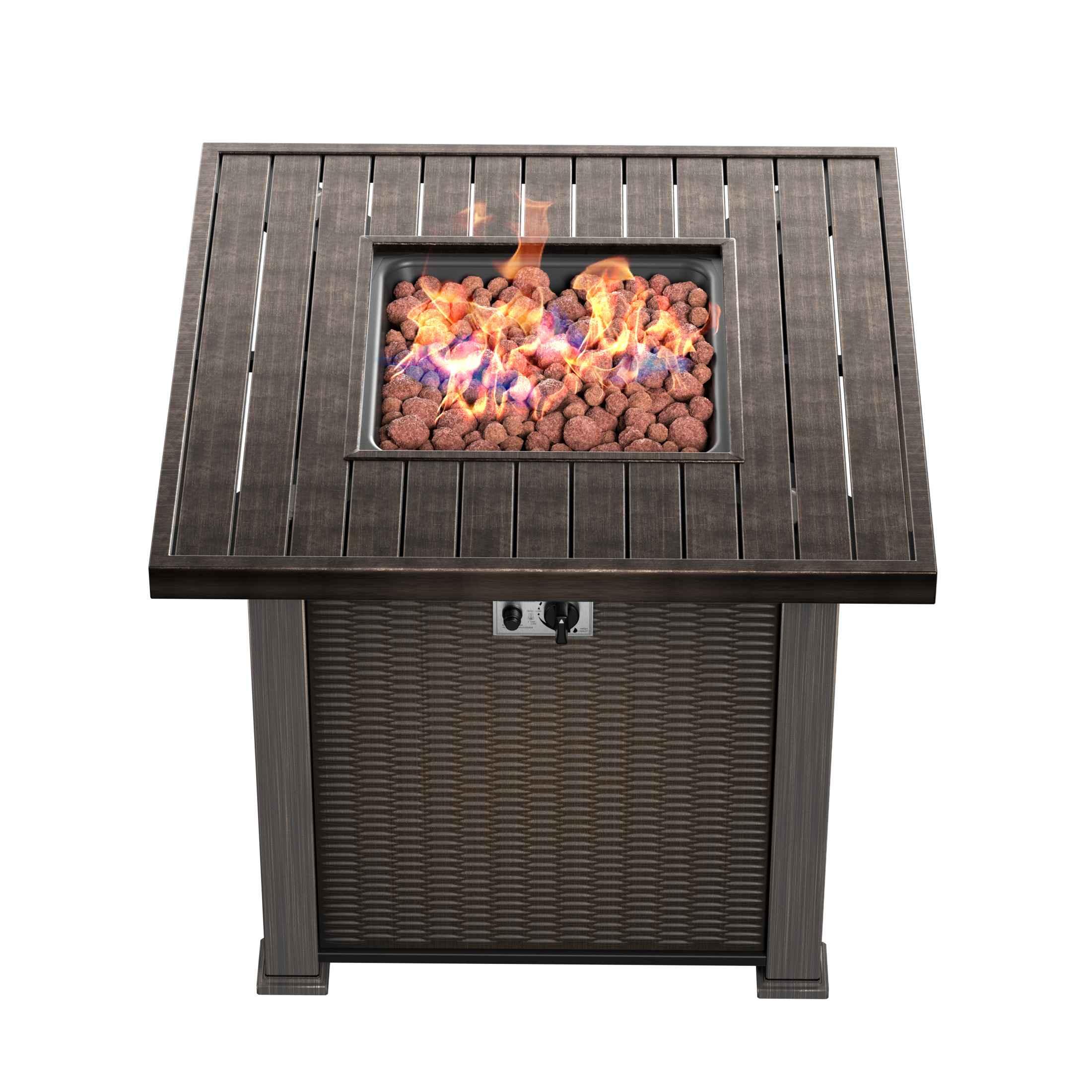 Hampshire 50,000 BTU Square Propane Gas Fire Pit Table, Bronze - Costaelm