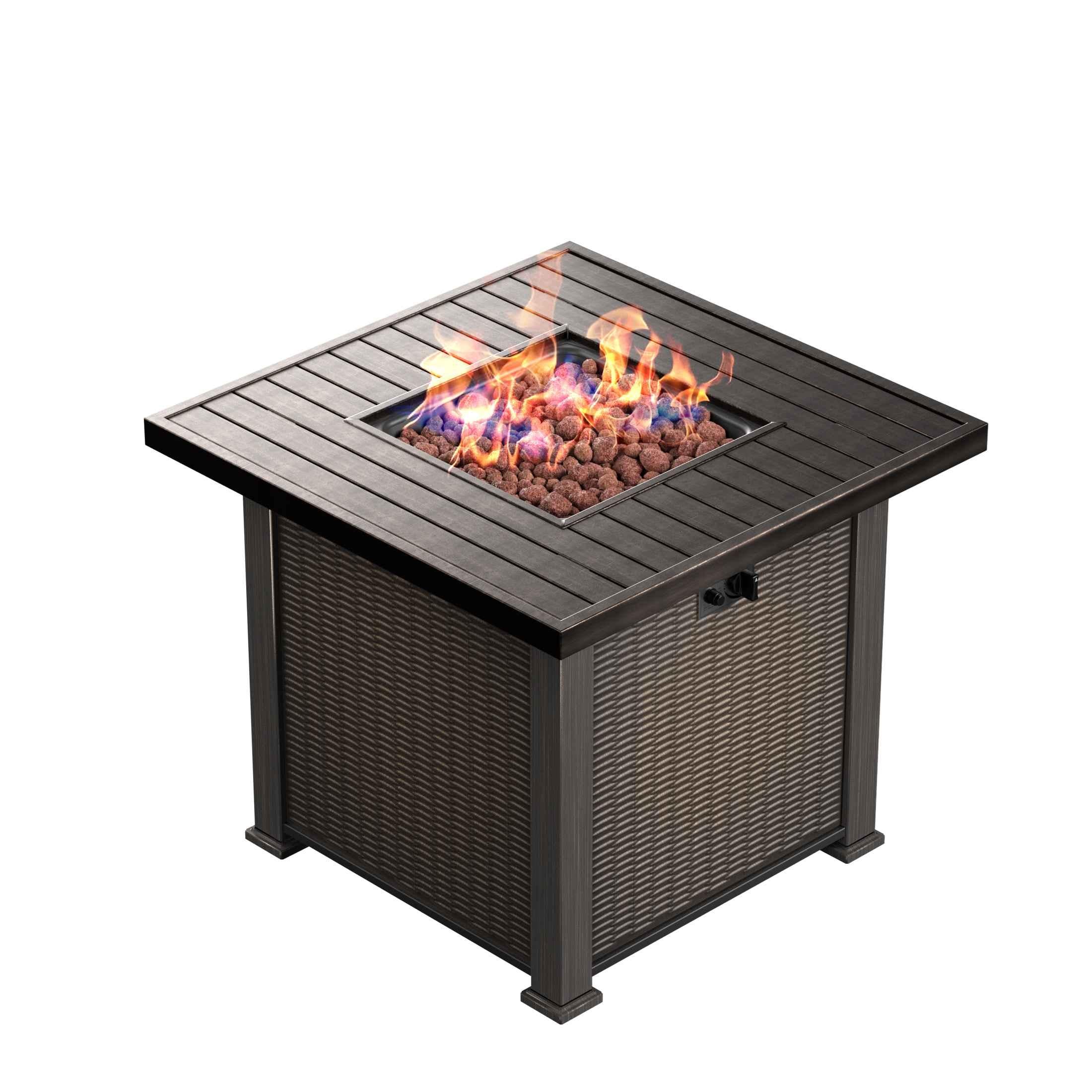 Hampshire 50,000 BTU Square Propane Gas Fire Pit Table, Bronze - Costaelm