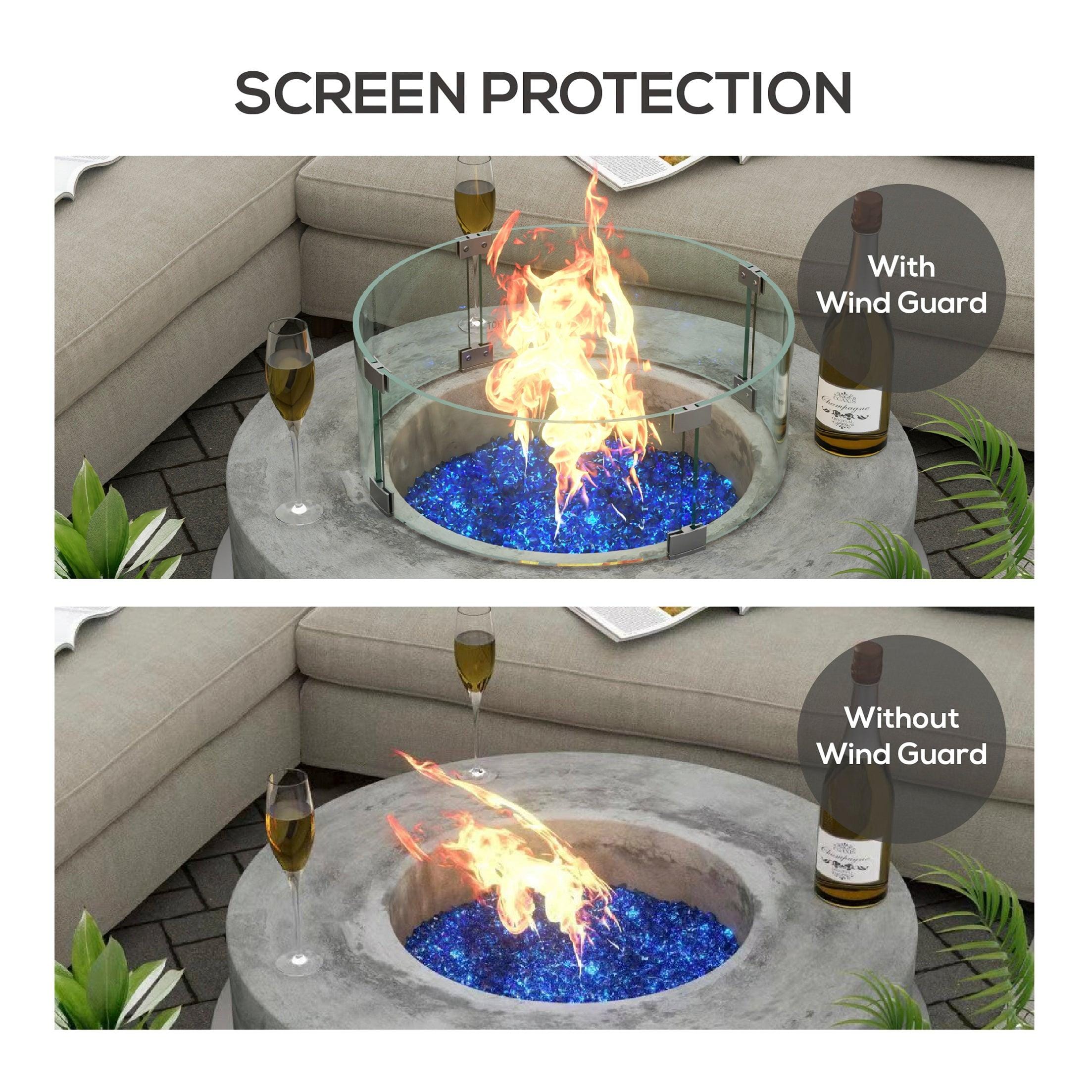 Hampshire Round Tempered Glass Fire Flame Guard 17" - Costaelm