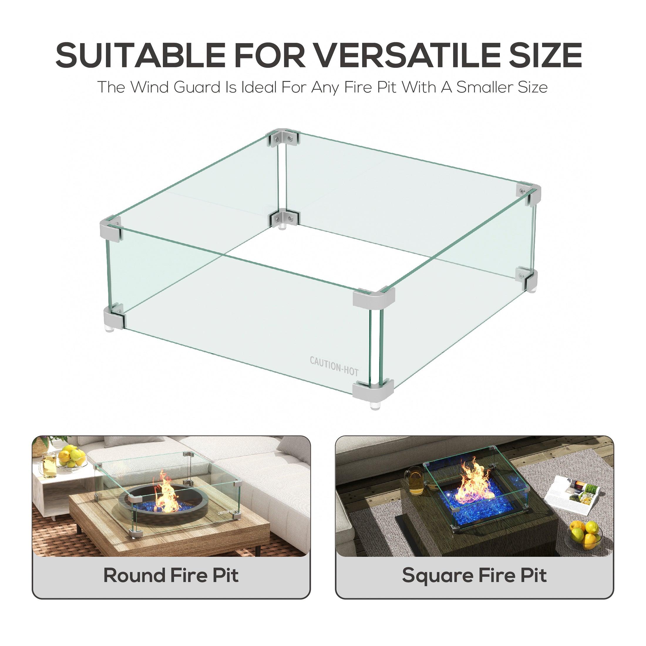 Hampshire Square Tempered Glass Fire Flame Guard 17.5" - Costaelm