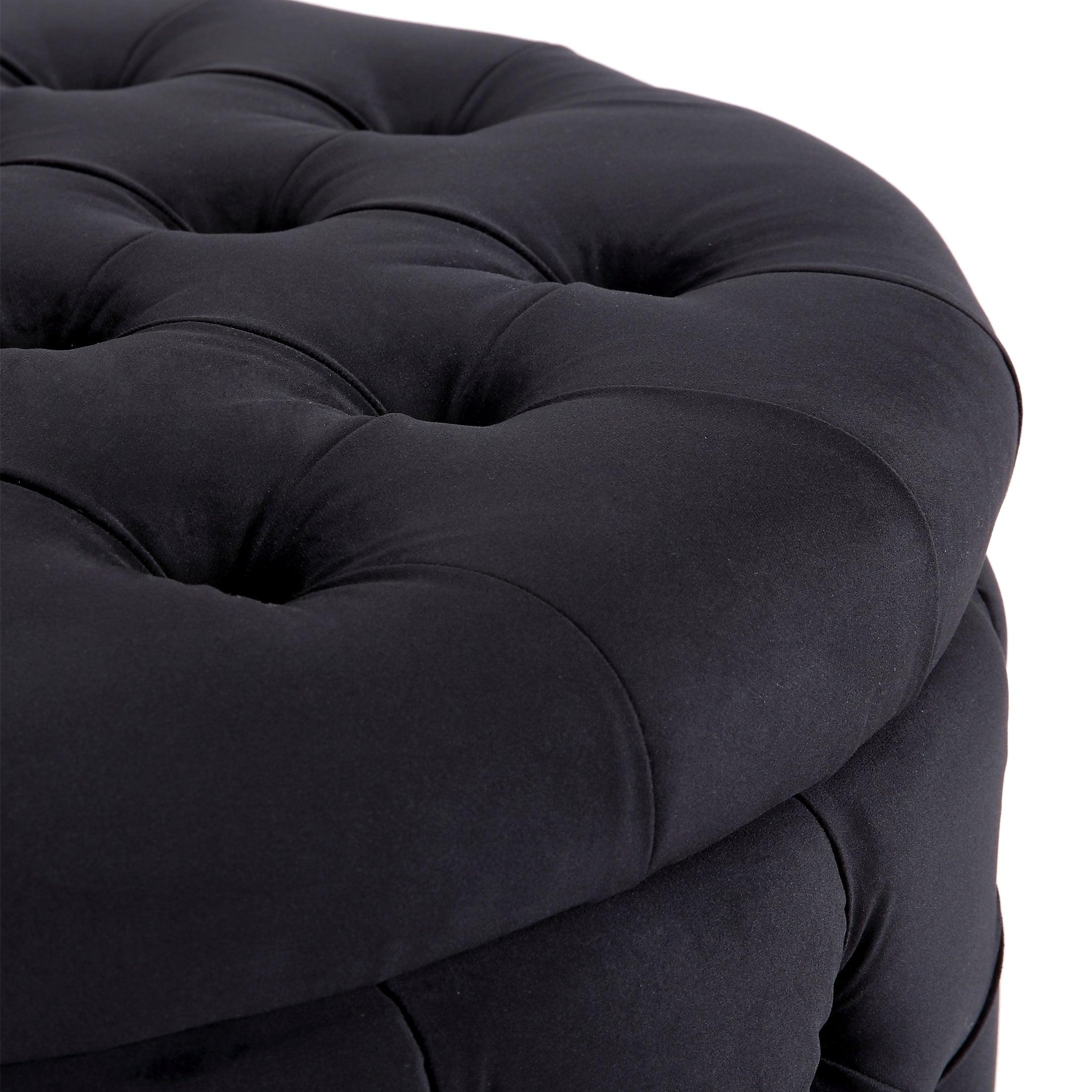 Alaia Round 29.5" Velvet Tufted Storage Ottoman - Costaelm