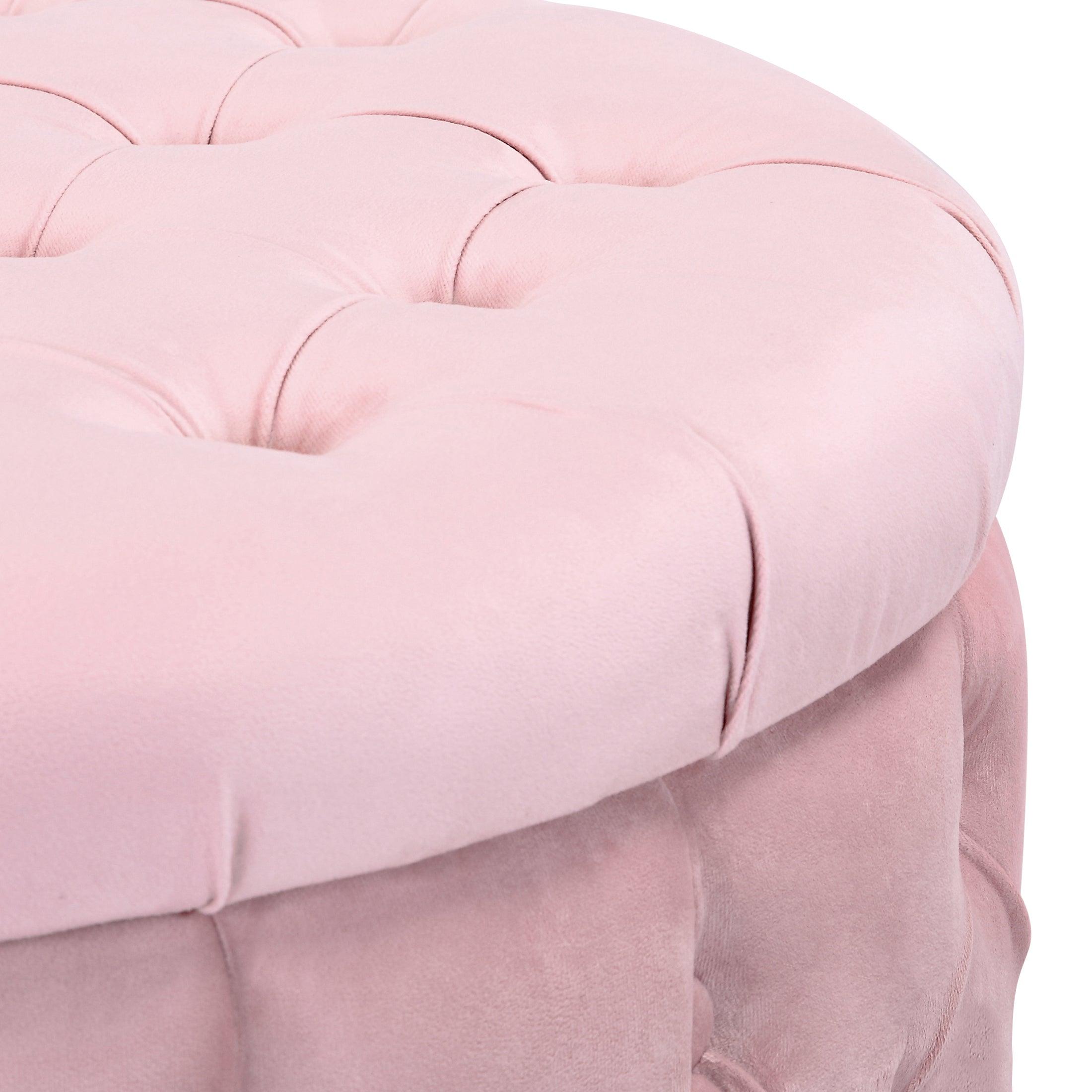 Alaia Round 29.5" Velvet Tufted Storage Ottoman - Costaelm