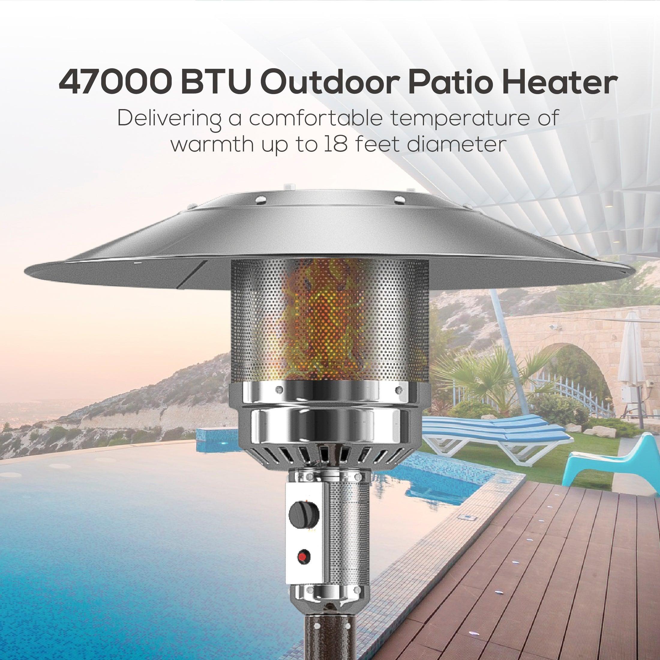 Highland 47,000 BTU Standing Propane Patio Heater, Bronze - Costaelm