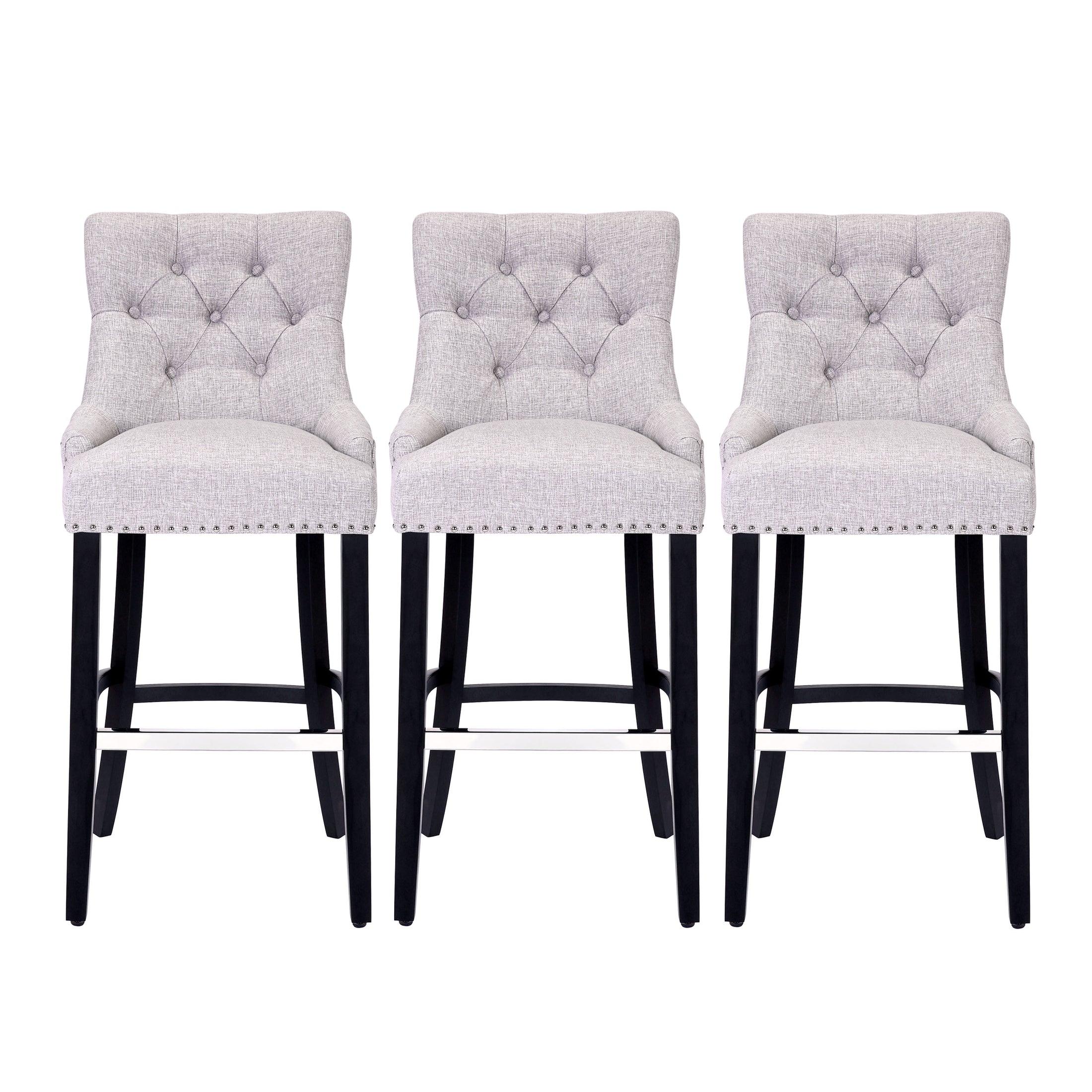 Bellmount 29" Upholstered Tufted Wingback Bar Stool (Set of 3) - Costaelm