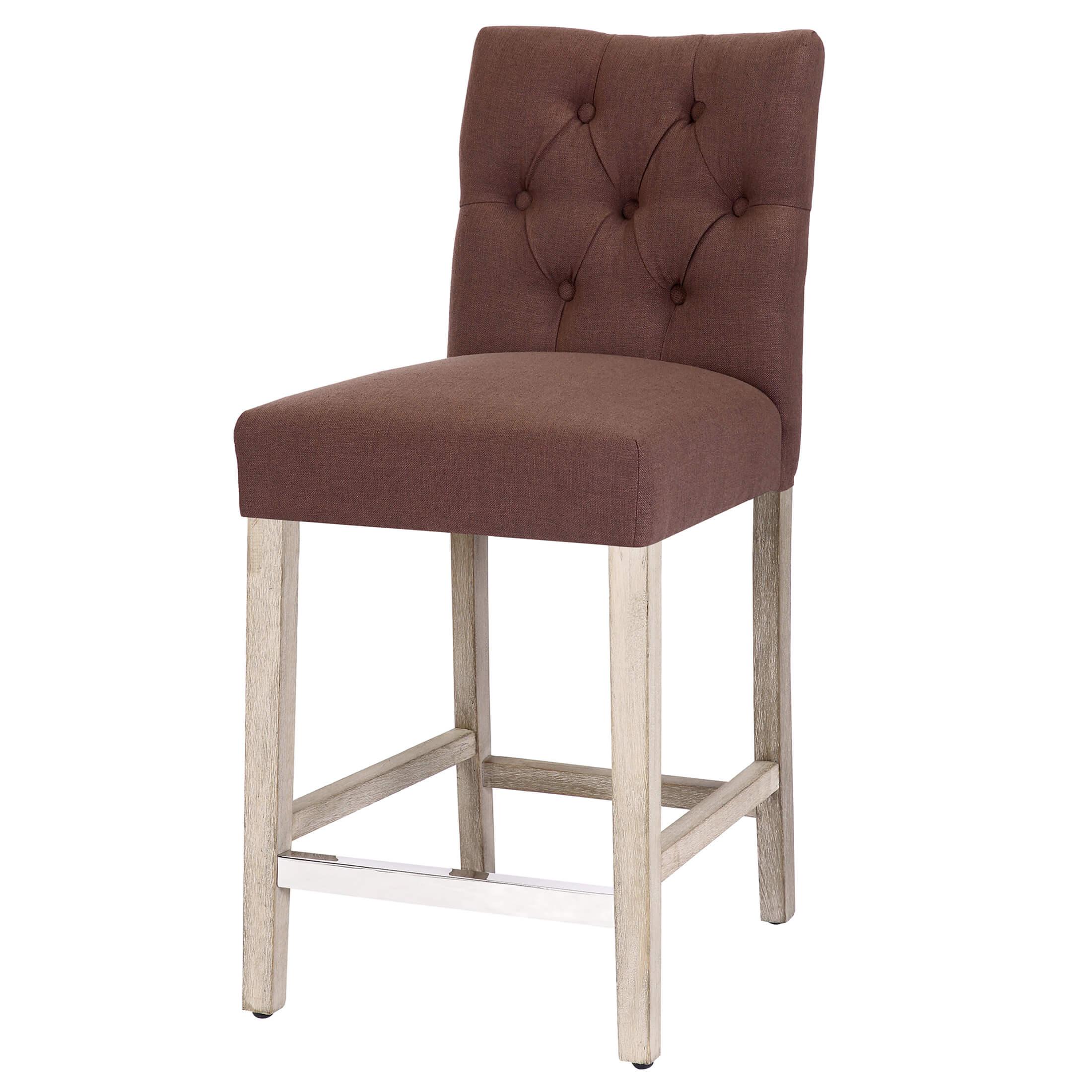 Jameson 24" Linen Fabric Tufted Upholstered Bar Stool Antique Gray - Costaelm