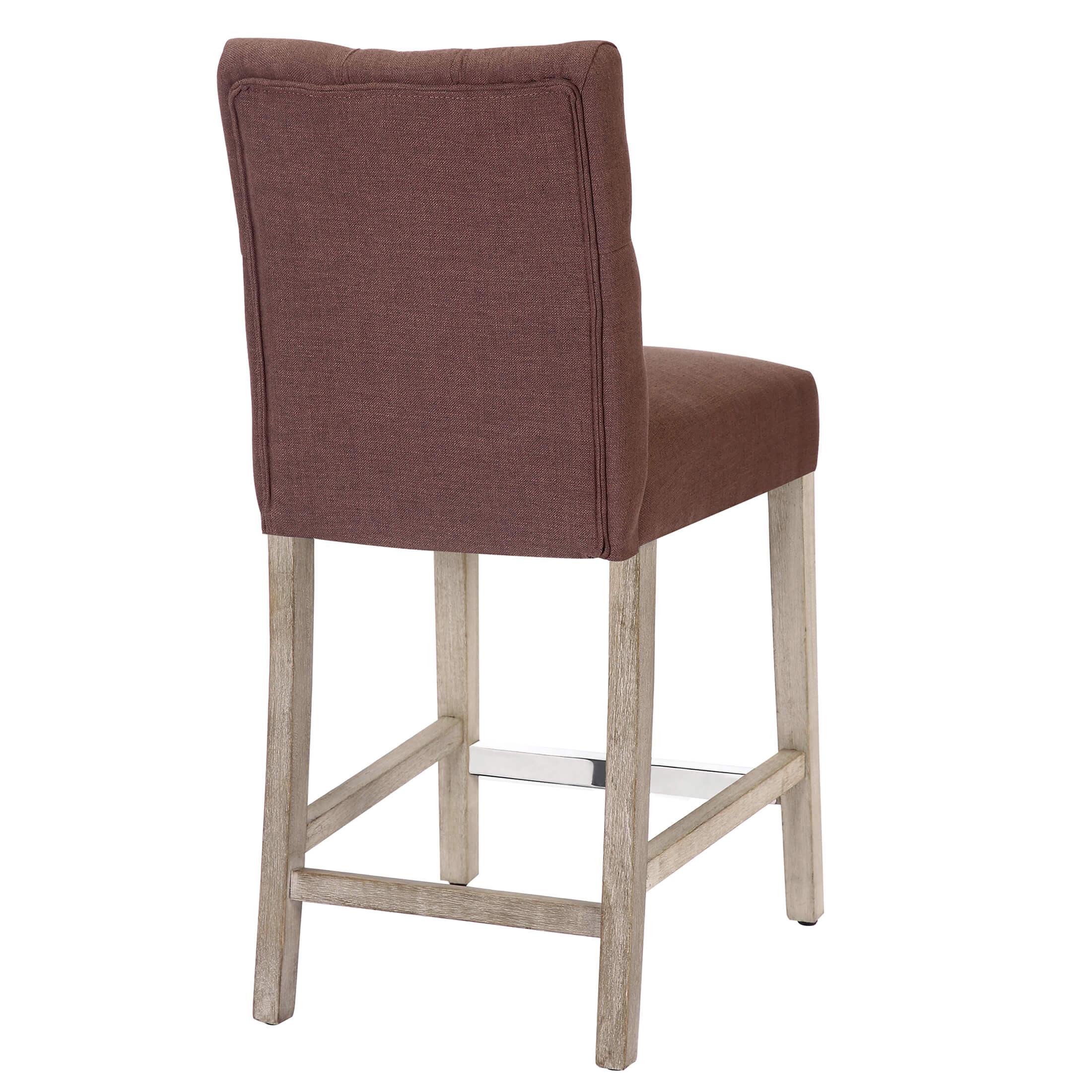 Jameson 24" Linen Fabric Tufted Upholstered Bar Stool Antique Gray - Costaelm