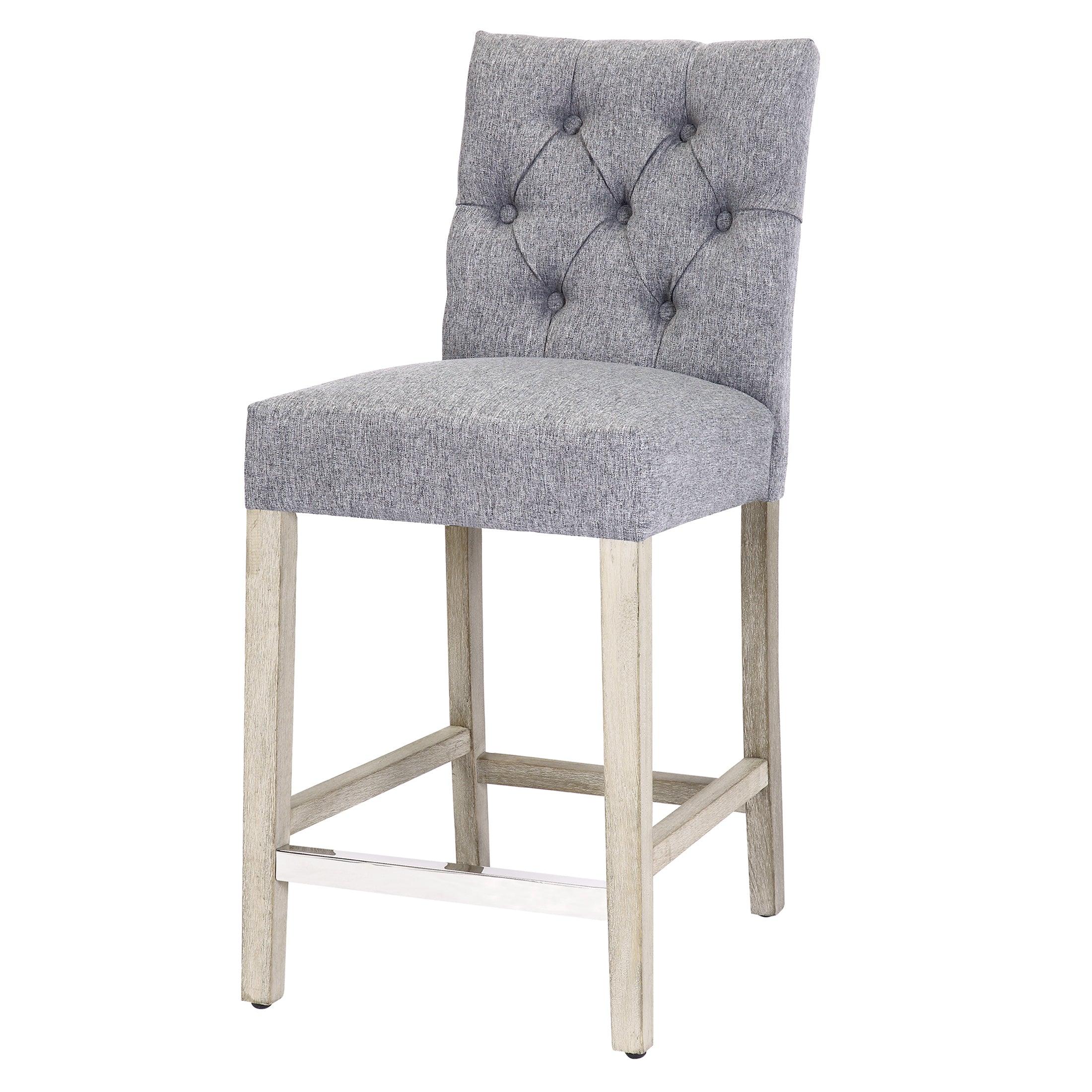 Jameson 24" Linen Fabric Tufted Upholstered Bar Stool Antique Gray - Costaelm