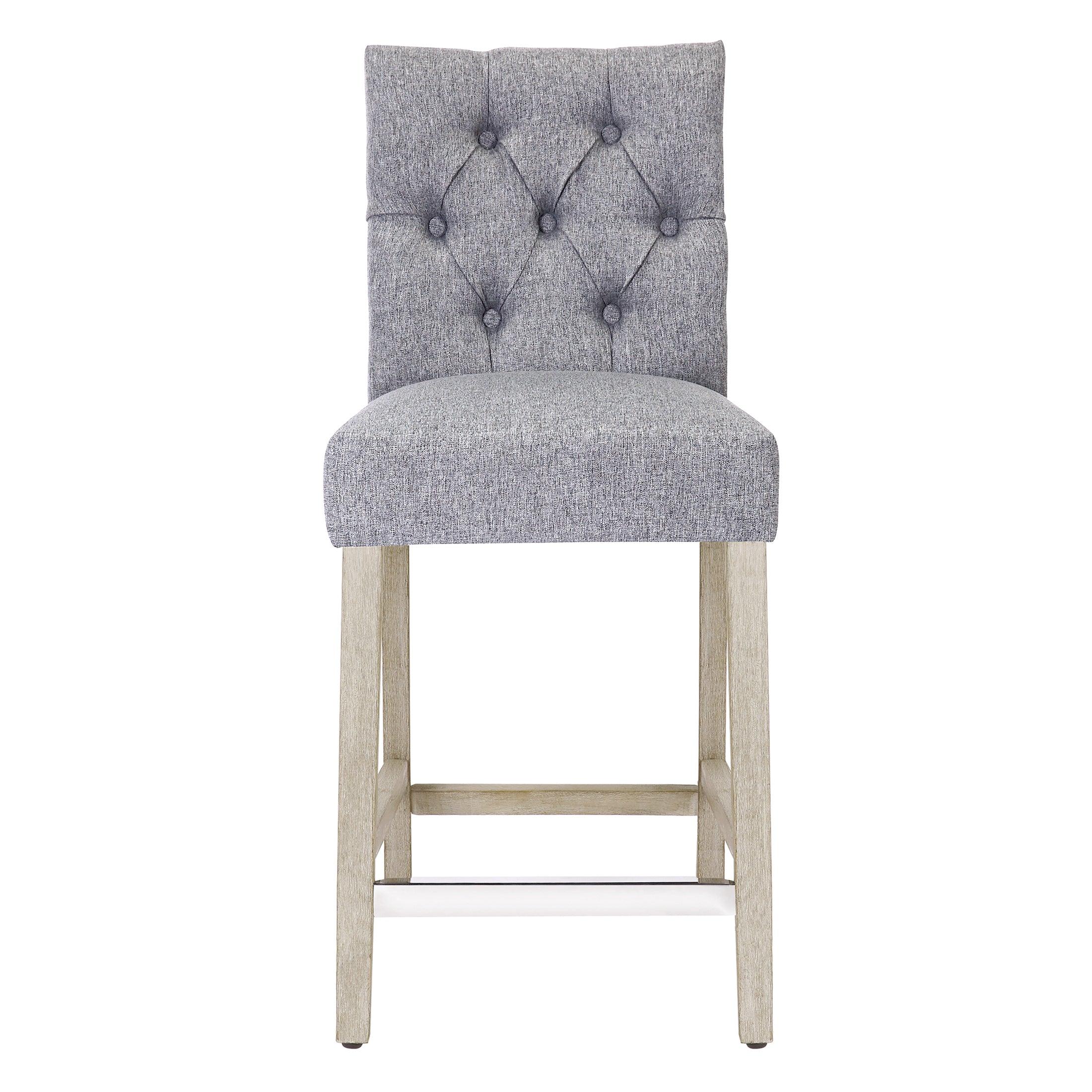 Jameson 24" Linen Fabric Tufted Upholstered Bar Stool Antique Gray - Costaelm