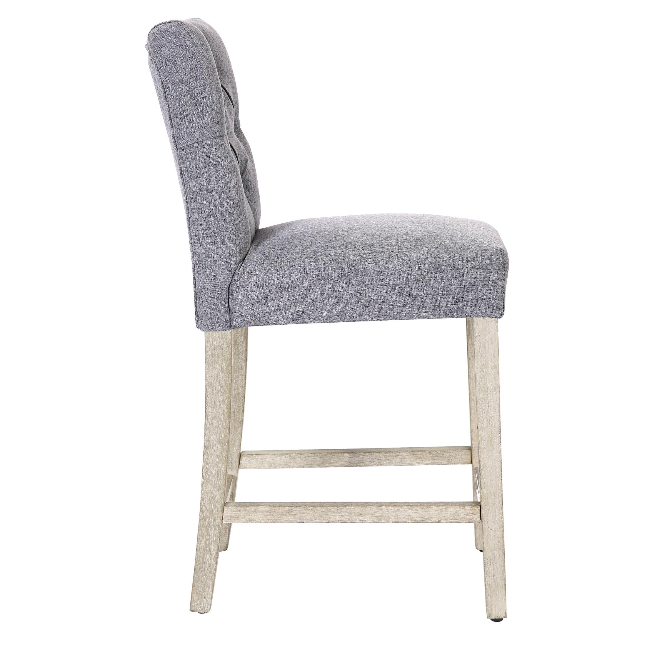 Jameson 24" Linen Fabric Tufted Upholstered Bar Stool Antique Gray - Costaelm