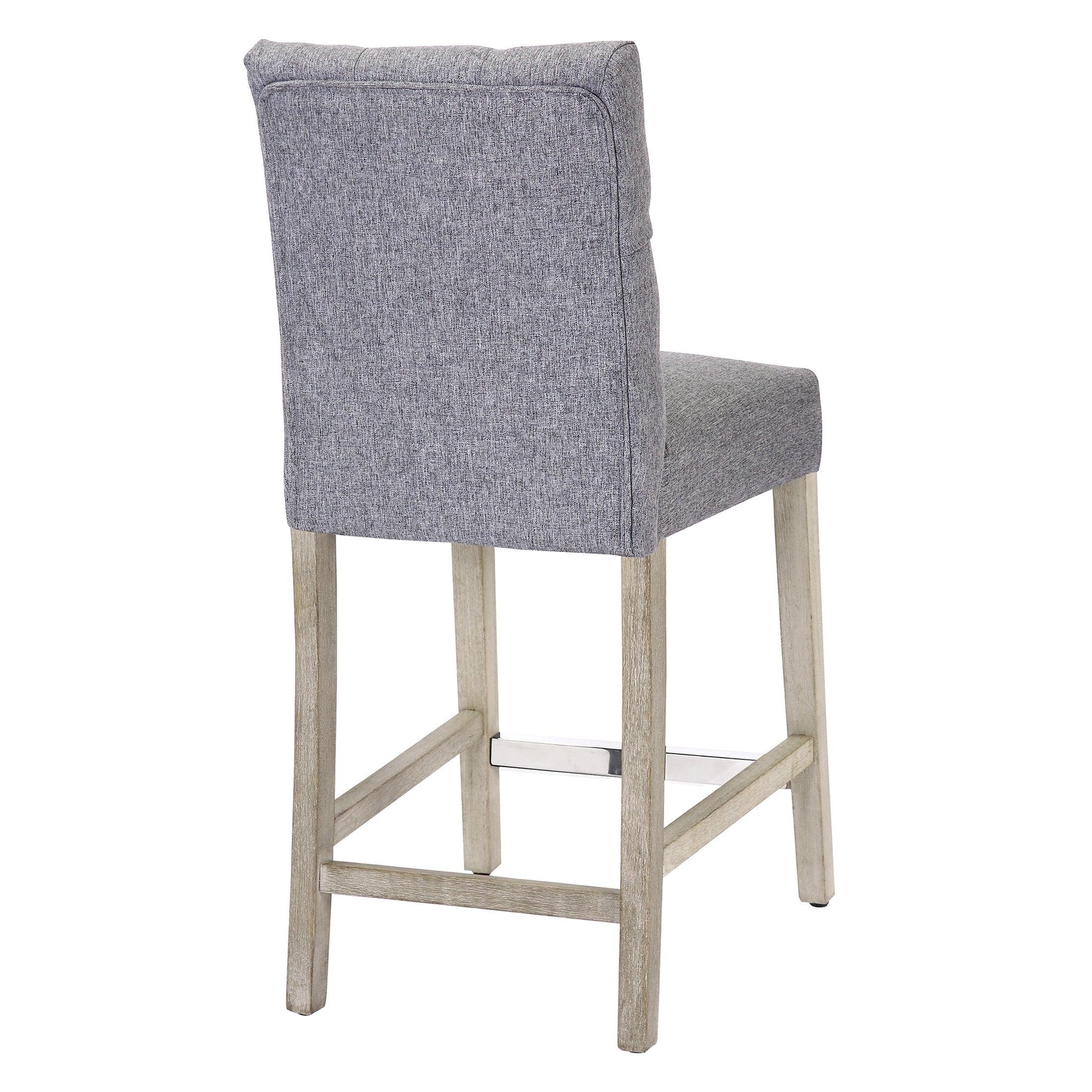 Jameson 24" Linen Fabric Tufted Upholstered Bar Stool Antique Gray - Costaelm