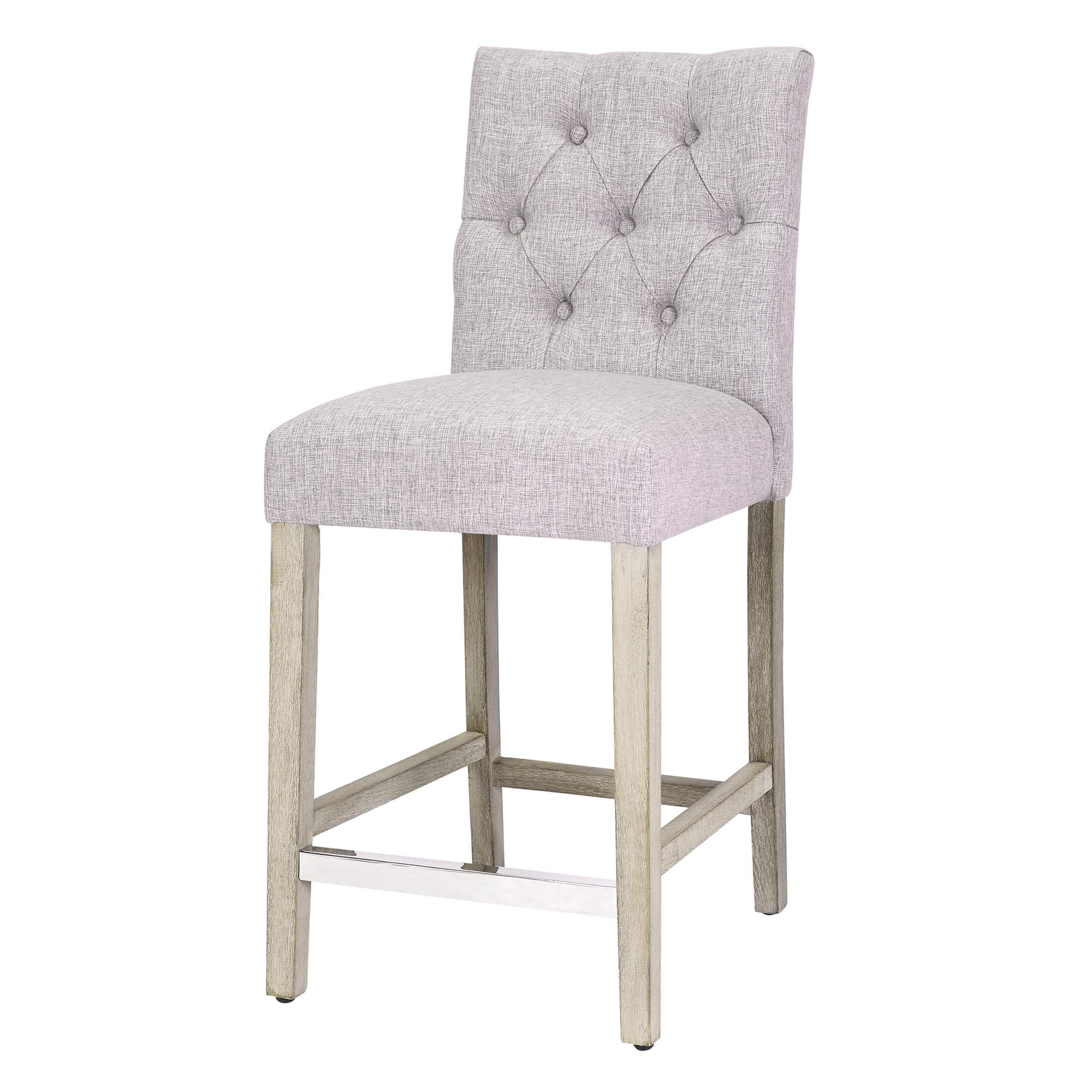 Jameson 24" Linen Fabric Tufted Upholstered Bar Stool Antique Gray - Costaelm