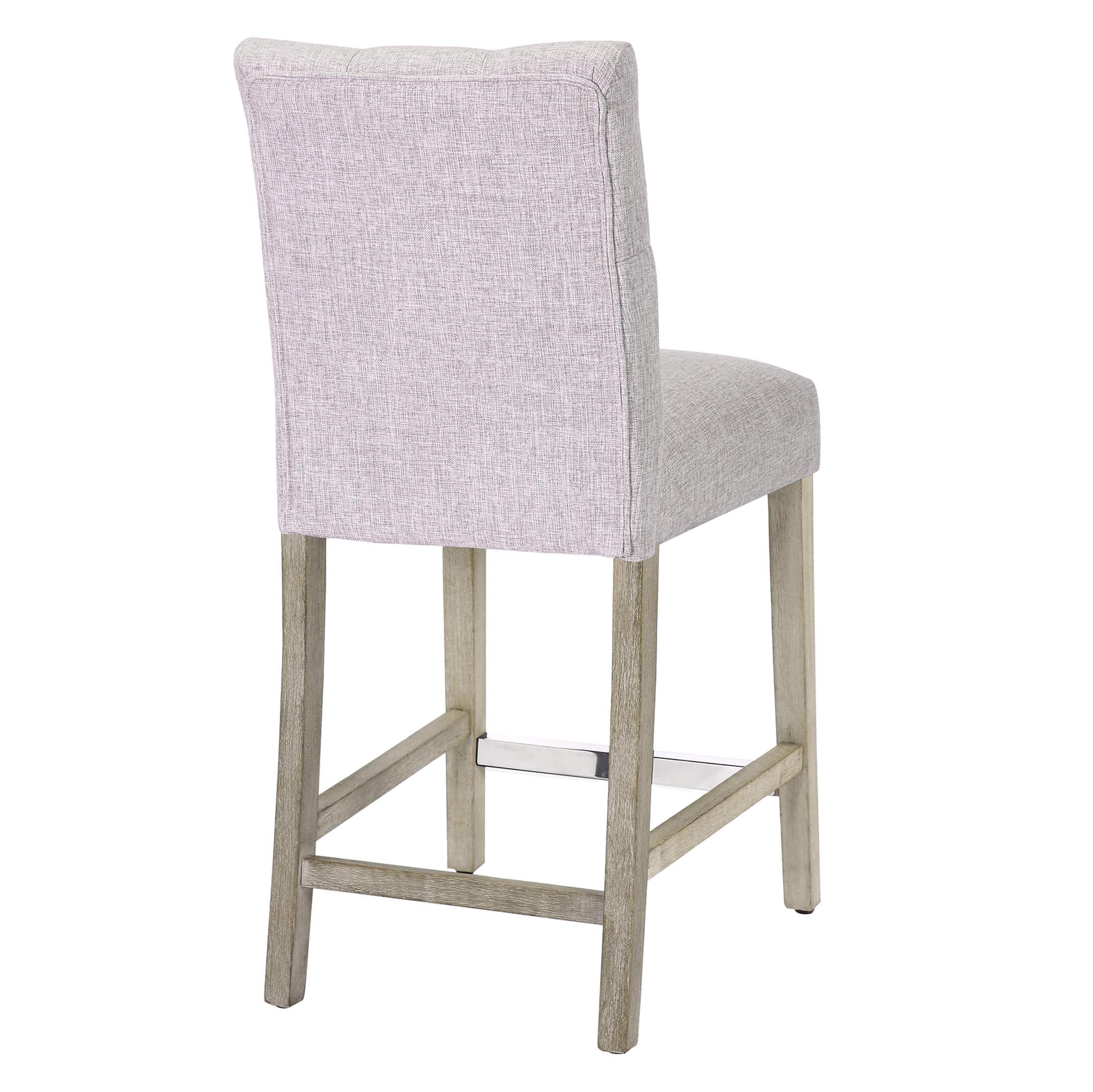 Jameson 24" Linen Fabric Tufted Upholstered Bar Stool Antique Gray - Costaelm