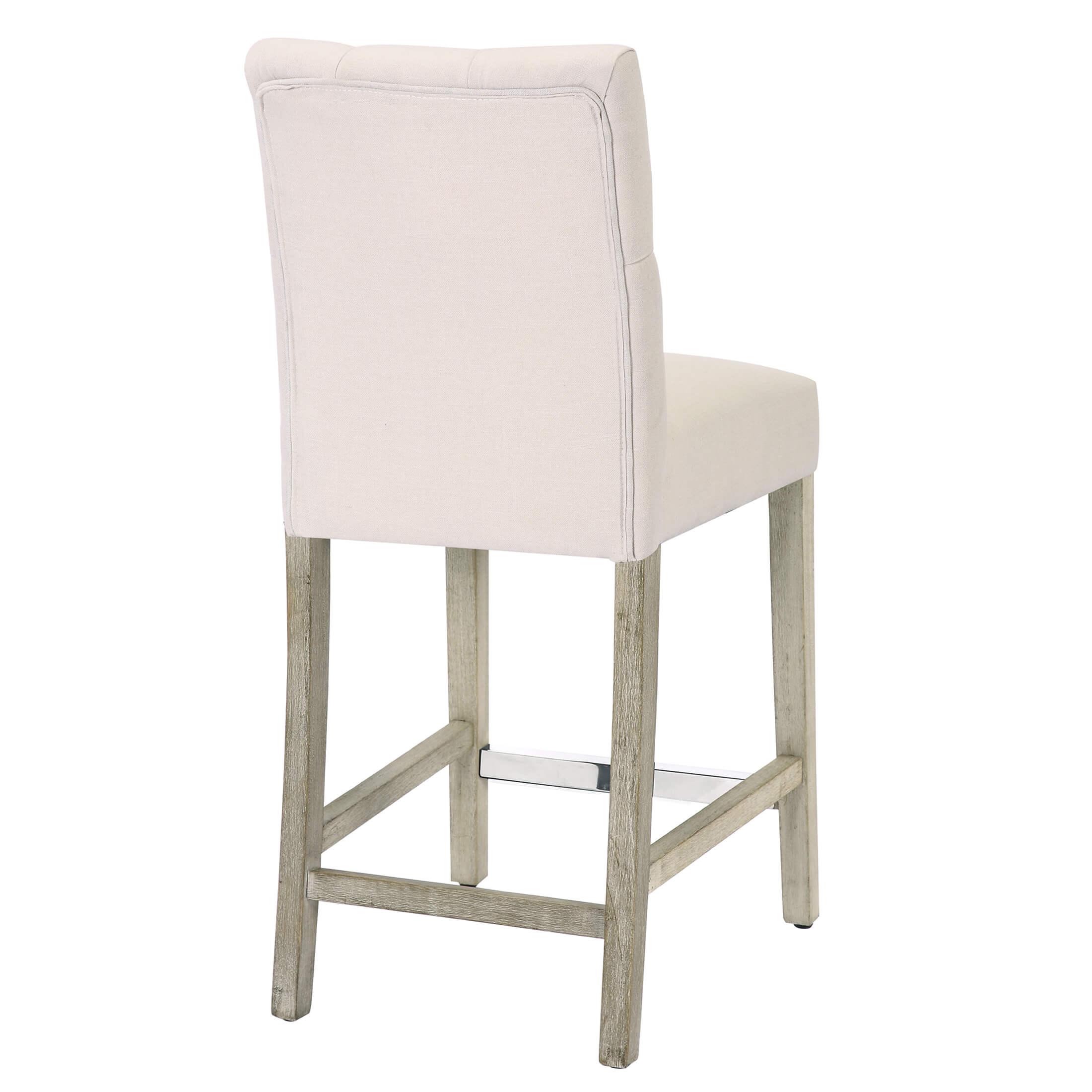 Jameson 24" Linen Fabric Tufted Upholstered Bar Stool Antique Gray - Costaelm