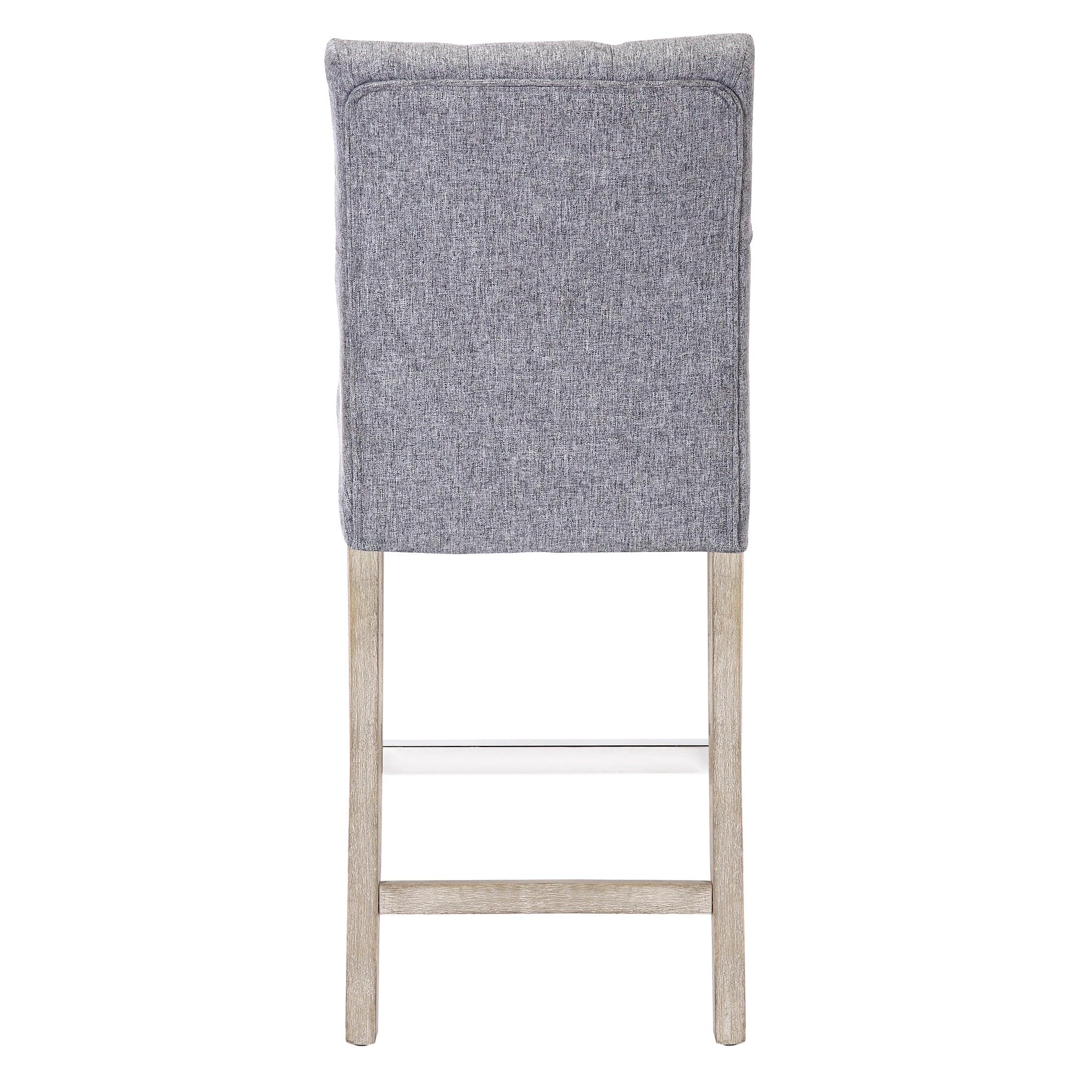 Jameson 24" Linen Fabric Tufted Upholstered Bar Stool Antique Gray (Set of 2) - Costaelm