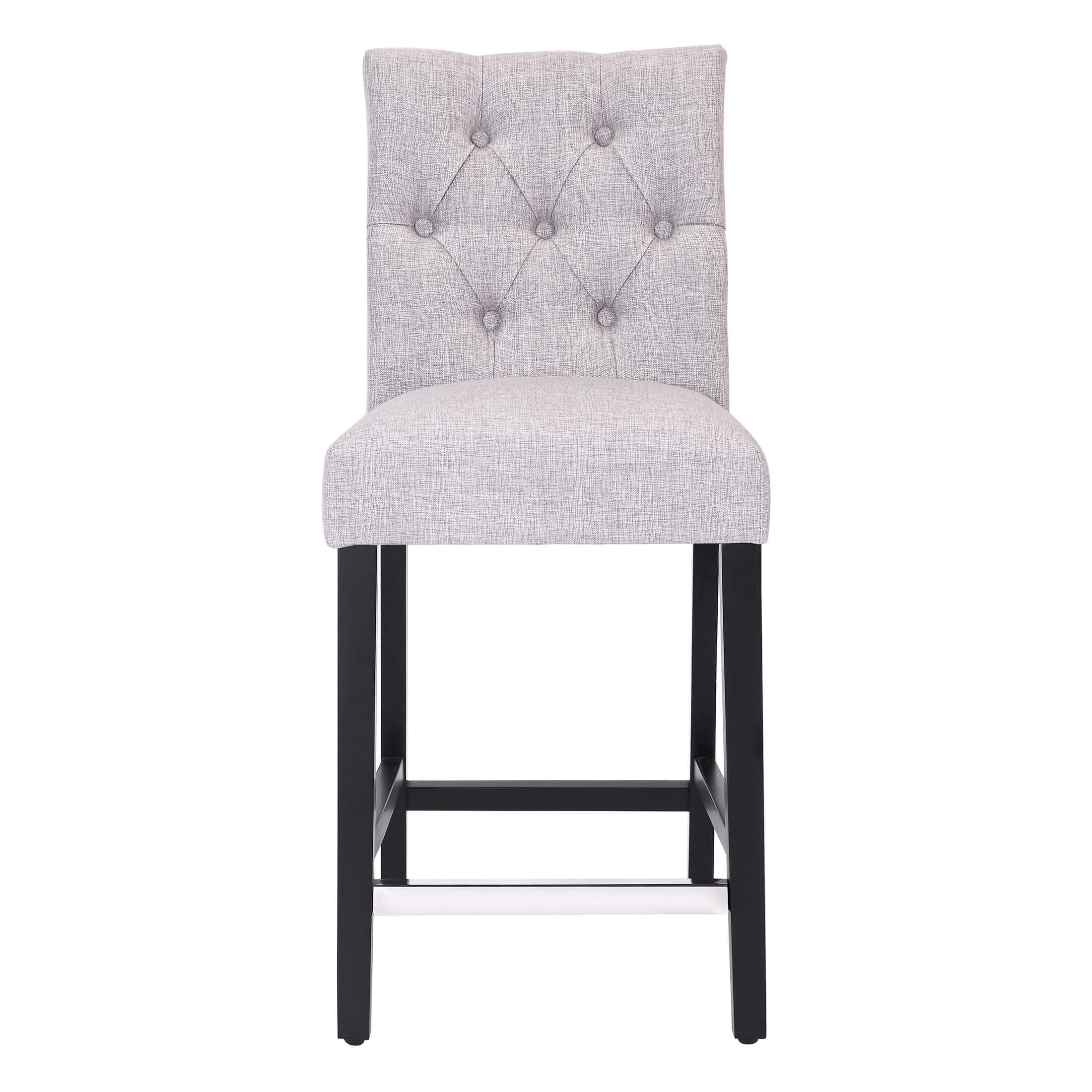 Jameson 24" Linen Fabric Tufted Upholstered Bar Stool Black - Costaelm