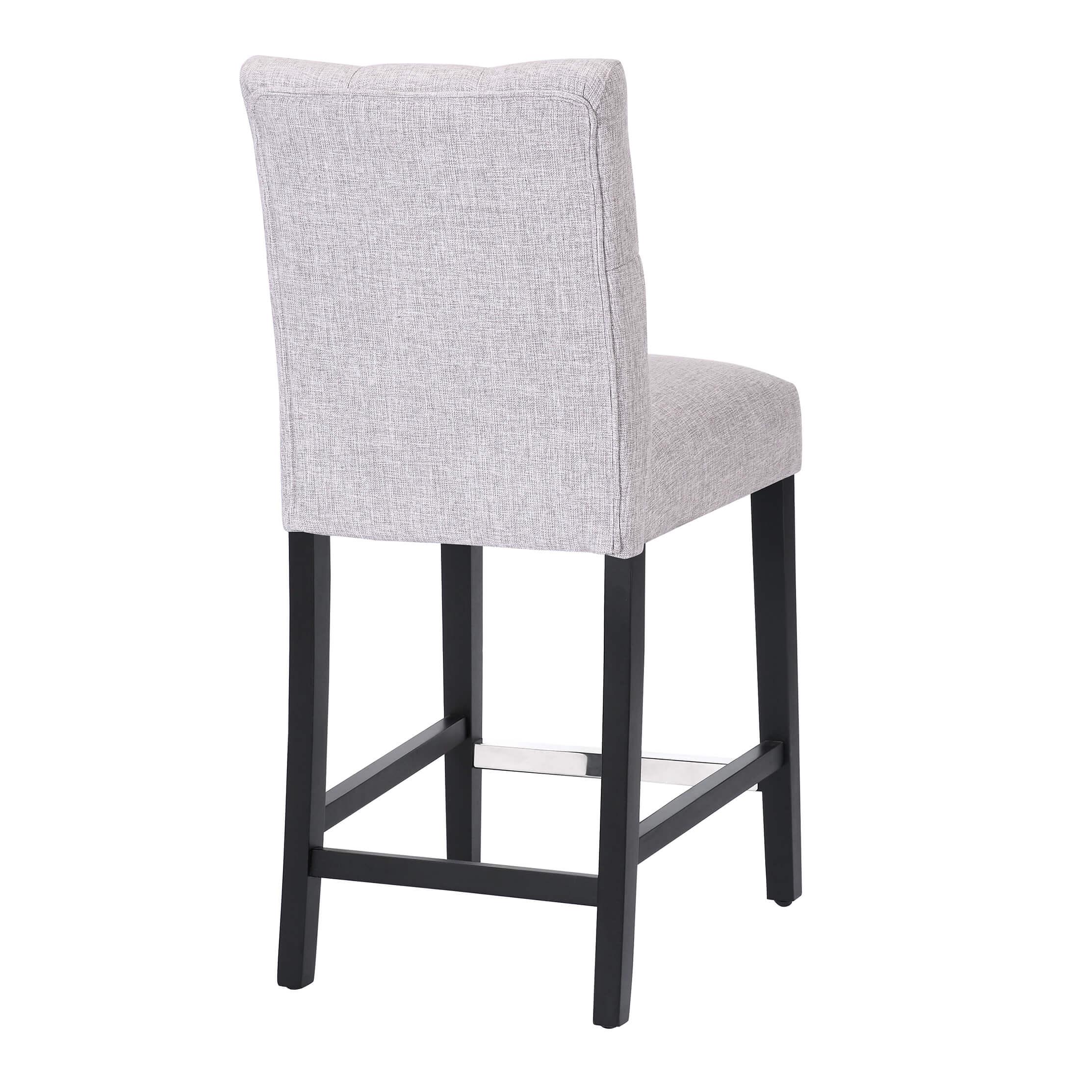 Jameson 24" Linen Fabric Tufted Upholstered Bar Stool Black - Costaelm