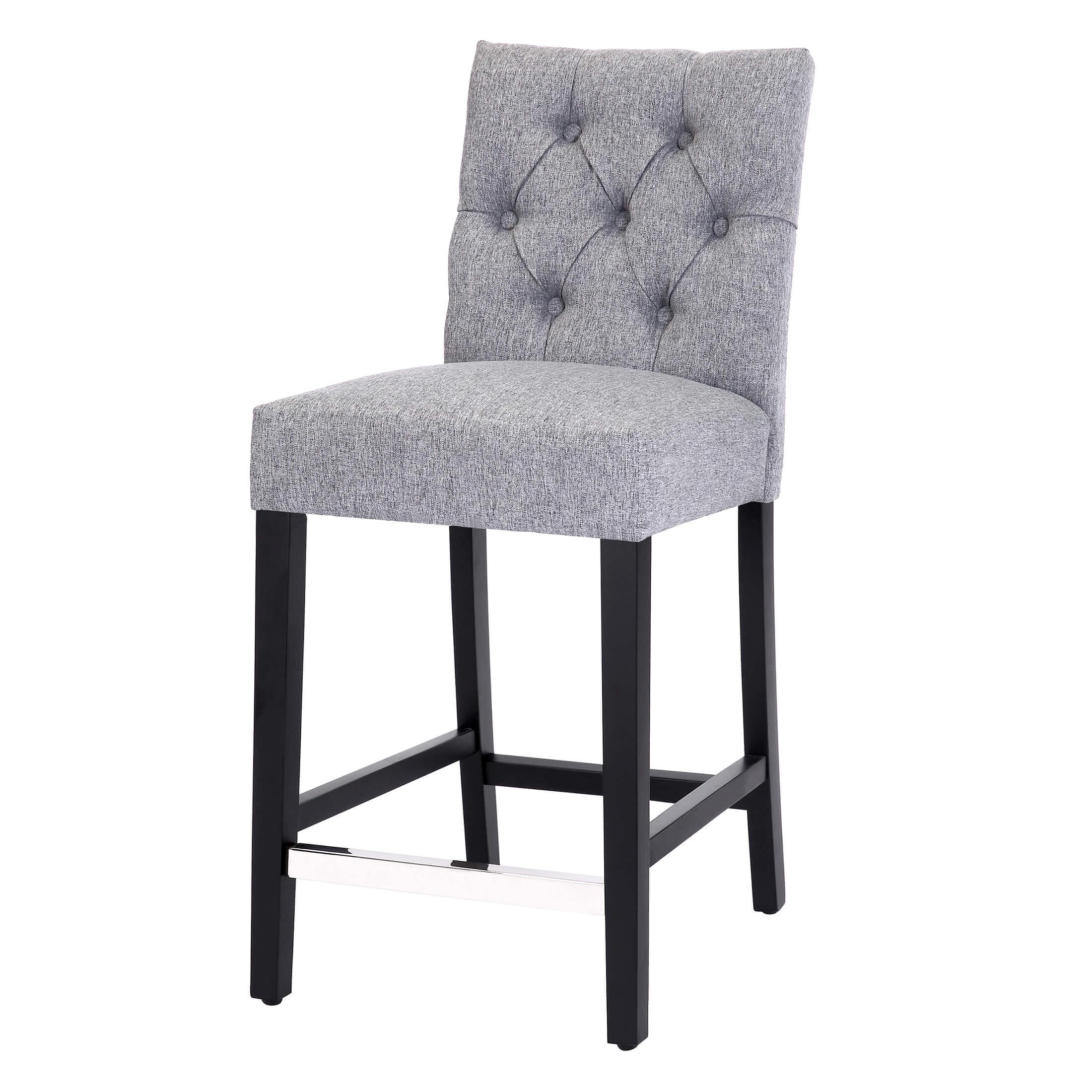 Jameson 24" Linen Fabric Tufted Upholstered Bar Stool Black - Costaelm