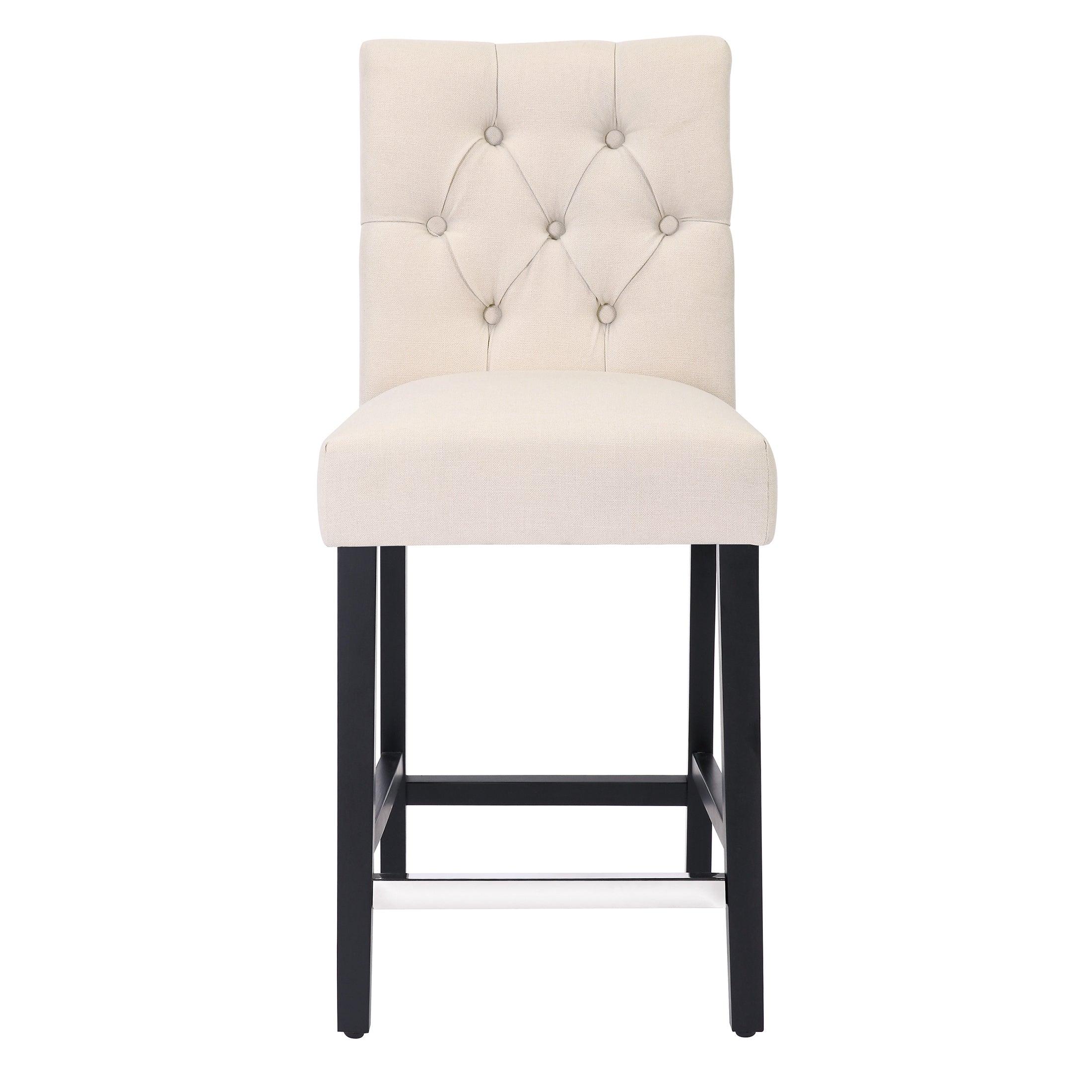 Jameson 24" Linen Fabric Tufted Upholstered Bar Stool Black - Costaelm