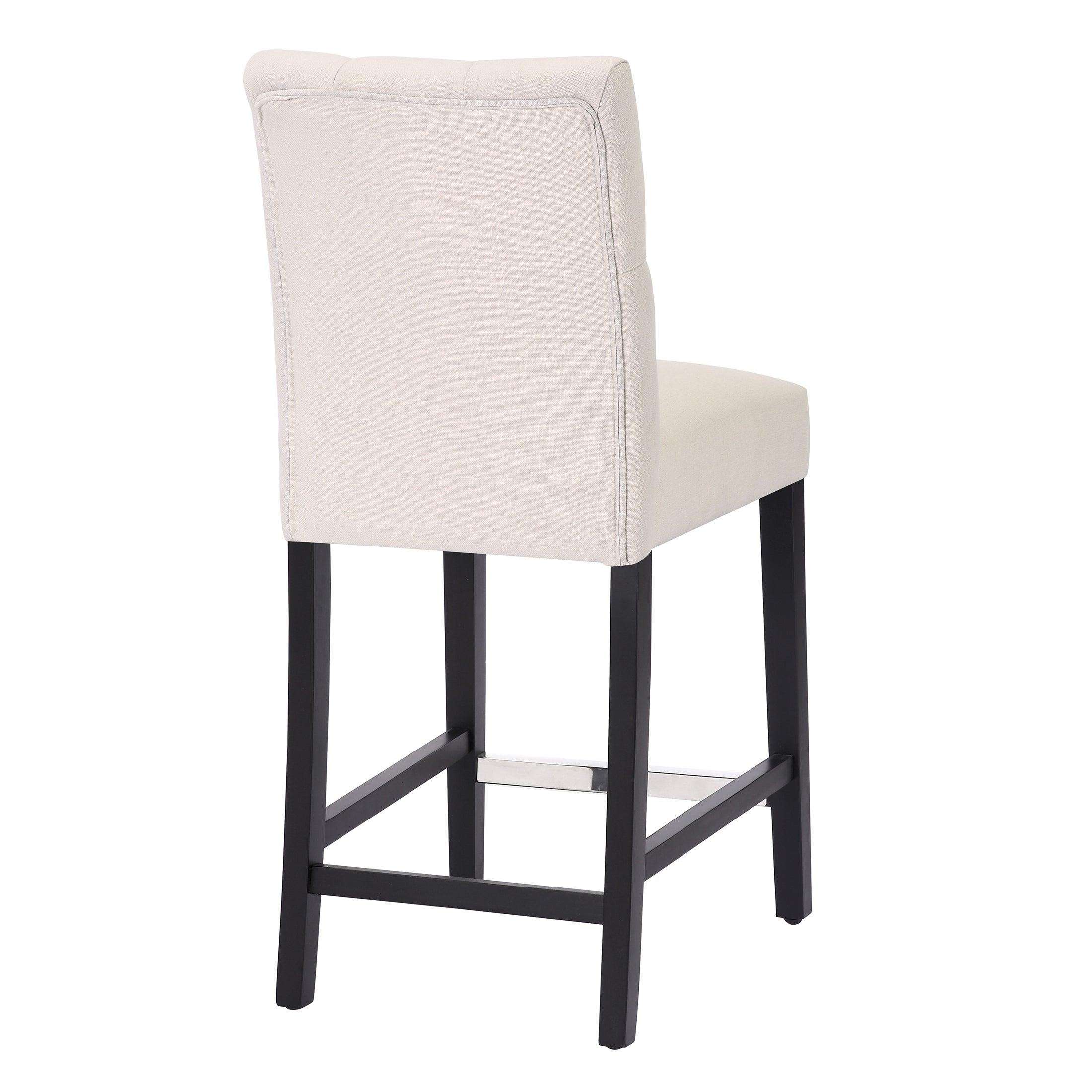 Jameson 24" Linen Fabric Tufted Upholstered Bar Stool Black - Costaelm